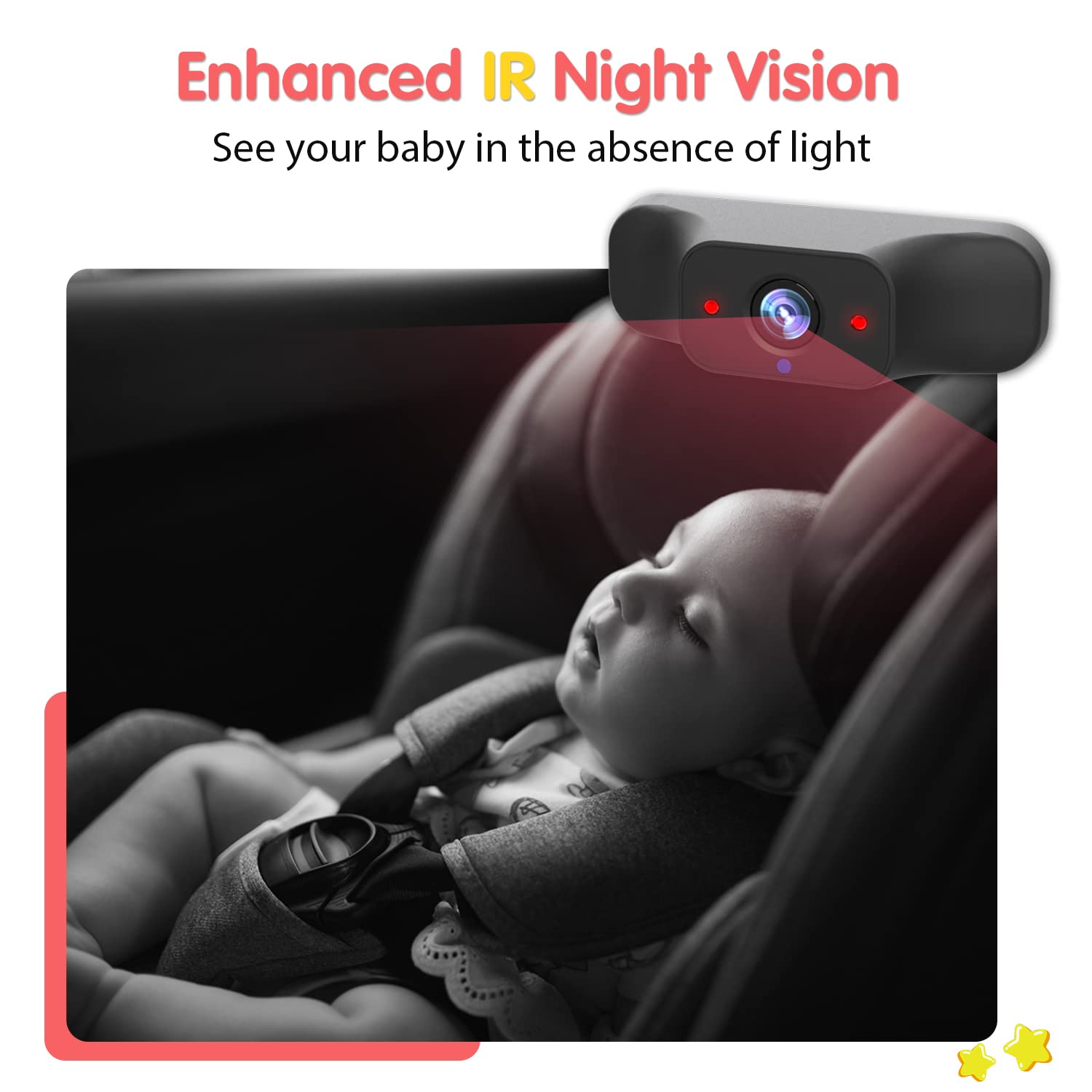 BM1 Baby Car Camera with Air Vent Clip - 5'' 1080P HD Monitor with IR Night Vision & 3X Zoom for Rear Facing Back Seat - Easy 5 Minute Installation - Perfect for Safe Driving with Kids in SUV, Minivan or Family Car