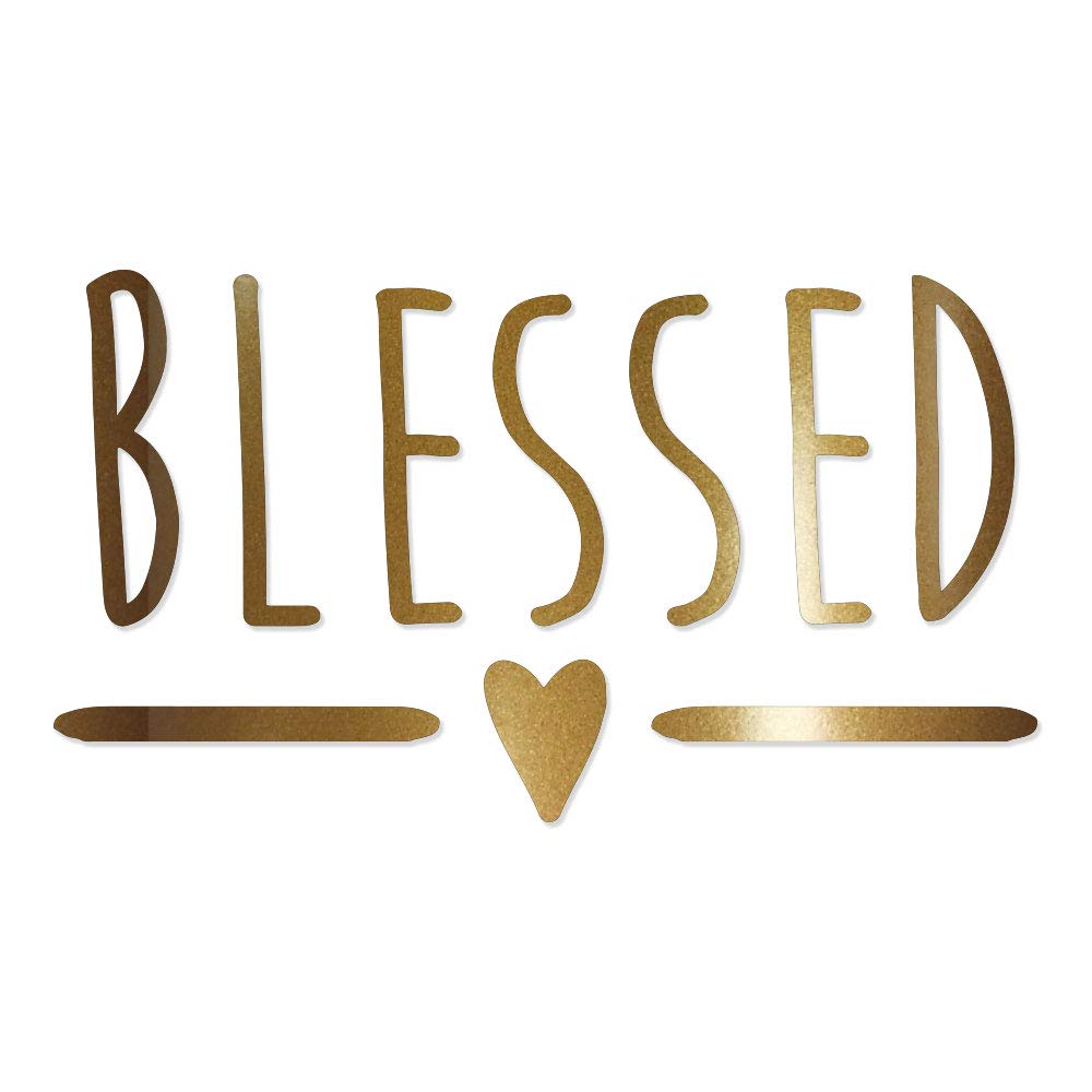 Blessed Typography Vinyl Decal Sticker - 8 Inch Gold Metallic for Car, Truck, Window, Laptop, Phone - Perfect for Personalizing Vehicles, Electronics & Home Decor