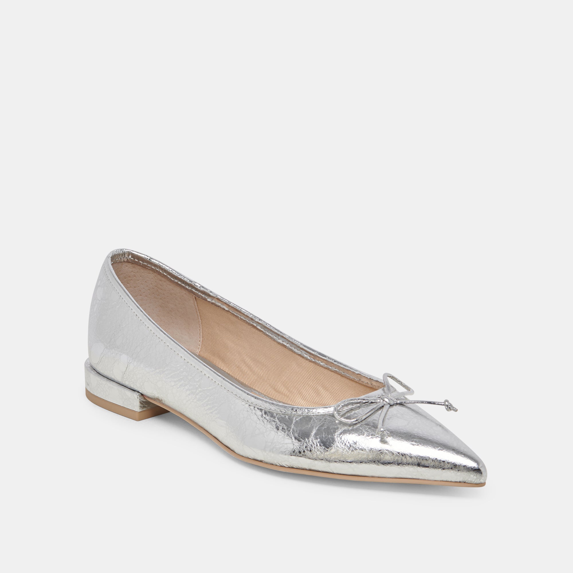 PALANI Women's Ballet Flats - Silver Distressed Leather Slip-On Shoes for Comfort & Style | Perfect for Casual Wear, Office & Travel