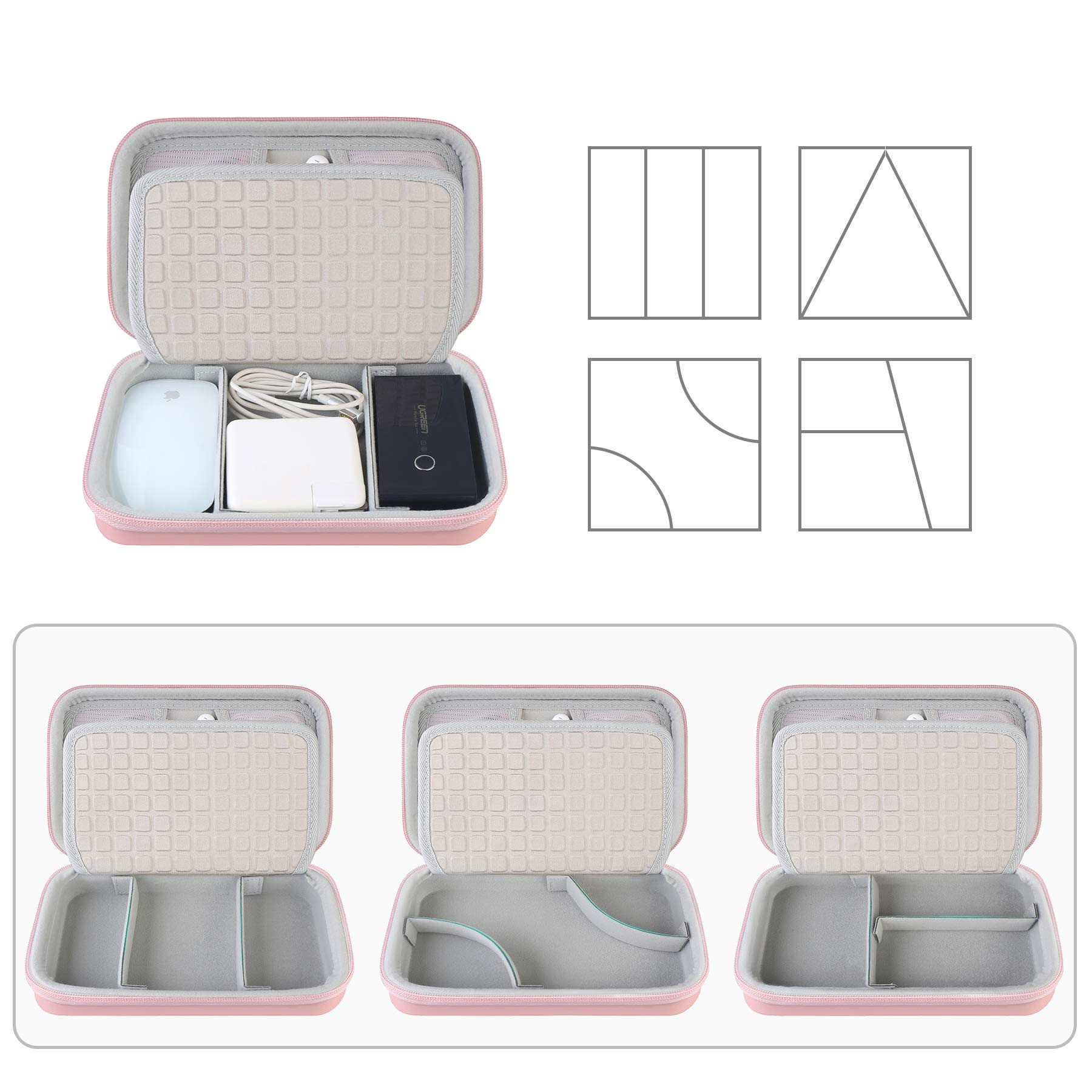 Canboc Hard Electronic Organizer Travel Case - Double Layer Shockproof Storage Box for Charger, Cables, Flash Drive, Mouse, Apple Pencil & Power Bank (Rose Gold) | Perfect for Travel, Office & Home Organization