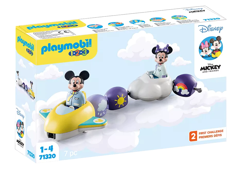 1.2.3. & Disney: Mickey & Minnie's Cloud Train - Official Licensed Toy Train Set for Kids with Light & Sound Effects | Perfect for Birthday Gifts, Christmas Presents & Disney Themed Playtime