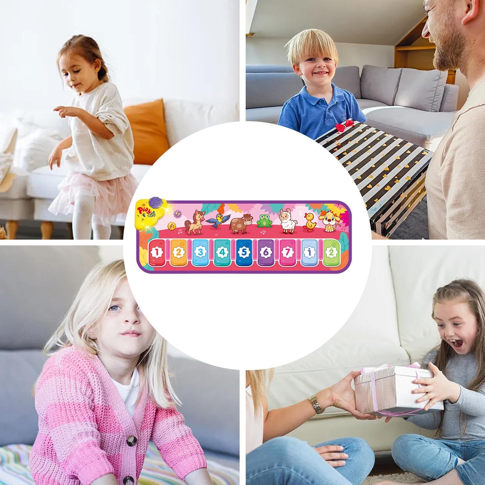 Interactive Musical Dance Mat for Kids - Touch Play Piano Mat with Integrated Songs, Educational Animal Sounds, Fun Learning Toy for Home Play & Party Entertainment