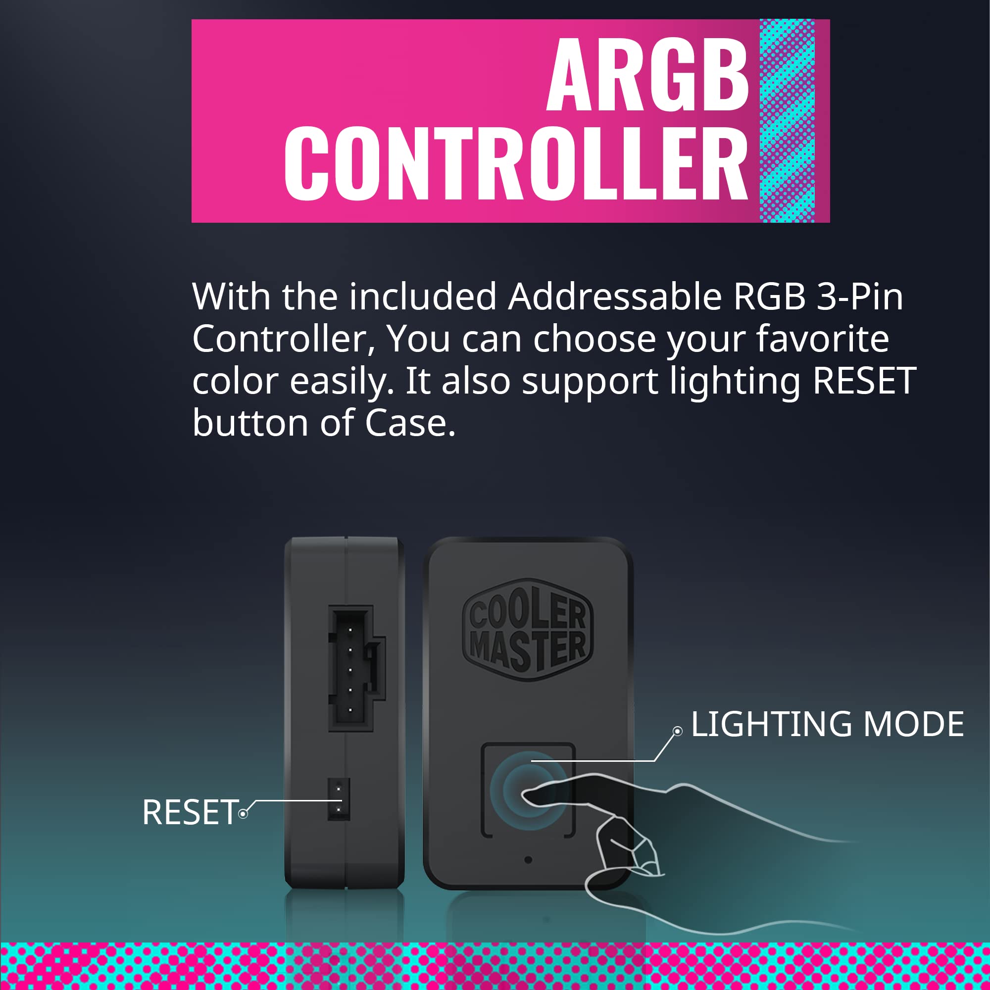 Cooler Master SickleFlow 120 V2 ARGB 3-in-1 Square Frame Fan - 120mm PWM PC Case & Liquid Radiator Cooling Fan with Customizable 3-Pin ARGB LEDs, Air Balance Curve Blades & Sealed Bearing | Perfect for Gaming PC Builds, High-Airflow Cases & Water Cooling Systems