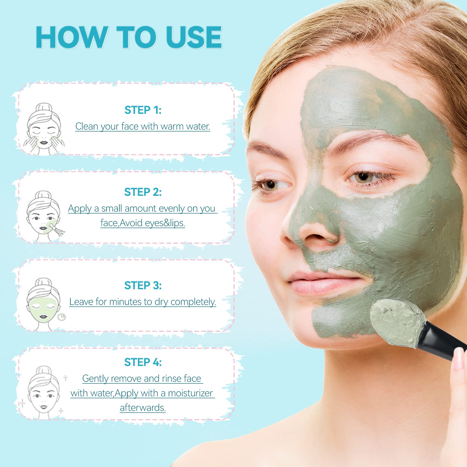 Turmeric Vitamin C Face Mask Set - Dead Sea Mud Mask & Green Tea Clay Mask for Deep Cleansing, Oil Control, Pore Minimizing & Acne Treatment | 2.5 oz Each | Spa Day at Home, Detox & Glow Skin Care Routine