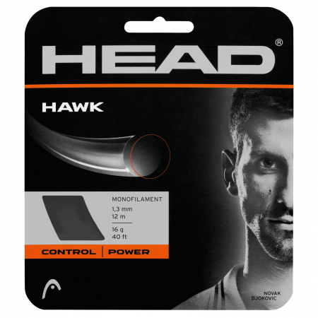 Head Hawk 16/1.30 Tennis String (Silver) | Premium Polyester Tennis Racket Strings for Enhanced Control & Spin | Perfect for Competitive Players & Tournament Play