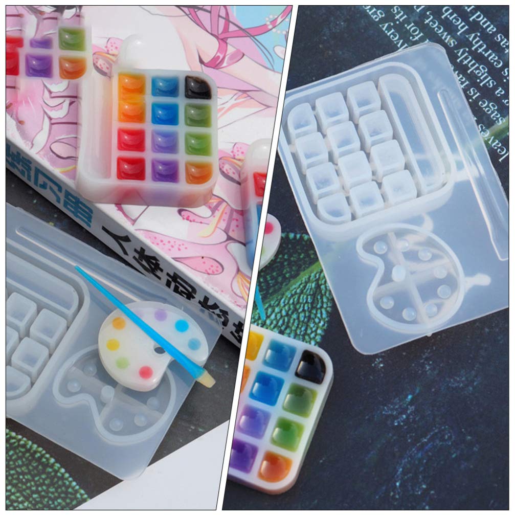 EXCEART 2-Piece Box Palette Stencil Epoxy Resin Casting Mold - Silicone Molds for Lipstick Holder, Eyeshadow Paint & White Eye Shadow - Perfect for DIY Resin Art, Makeup Organizers & Craft Projects