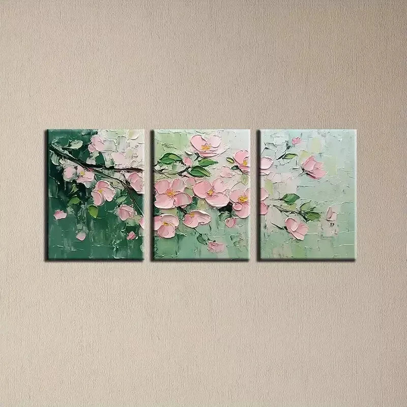 3-Piece Magnificent Pink Floral Canvas Art Set with Greenery - 50x70cm Framed Wall Decor | High Quality Print | 100% Australian Made | Ready to Hang | Perfect for Living Room, Bedroom & Office Decor