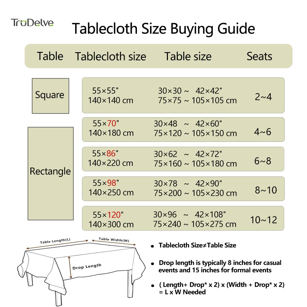TruDelve Extra Long Cotton Tablecloth 120