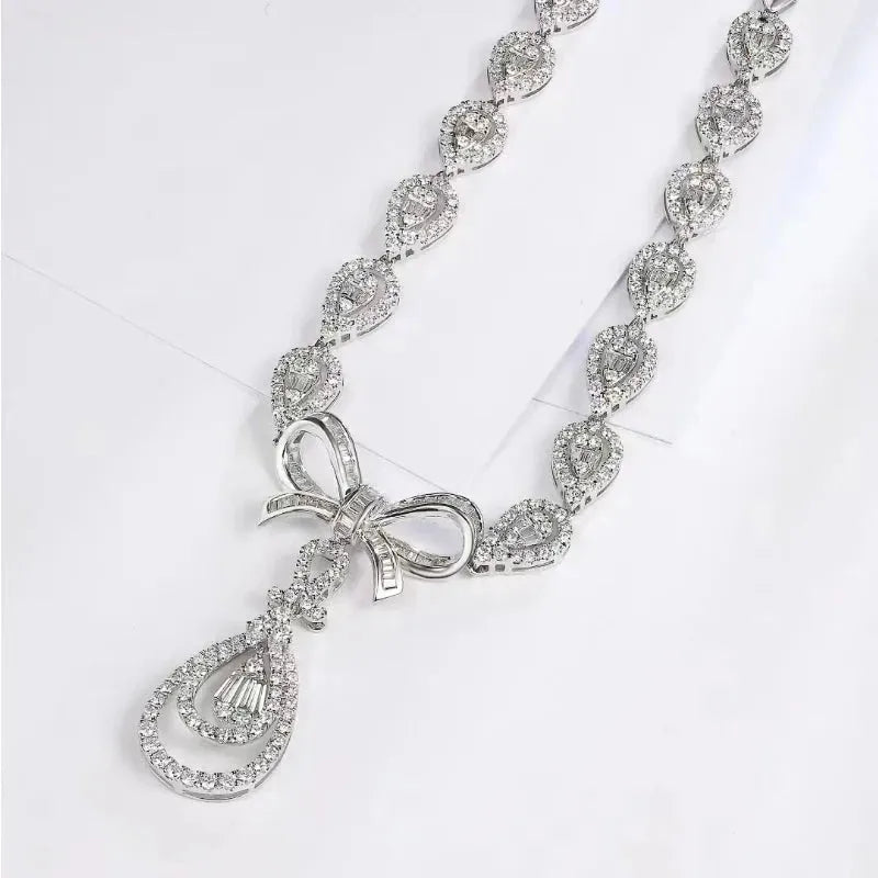 18K White Gold 3.4 Carat Natural Diamond Pendant Necklace for Women - Elegant Engagement & Party Jewelry Gift for Anniversary, Wedding, and Special Occasions
