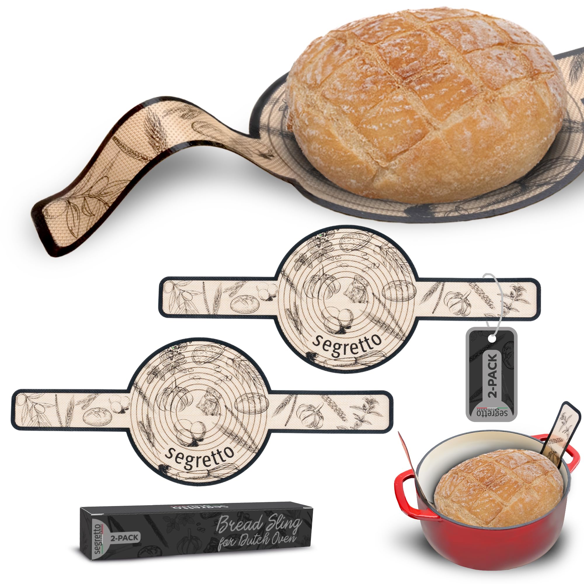 Non-Stick Silicone Bread Mat for Dutch Oven - 2 Pack Heat Resistant Baking Sheet (500°F) for Sourdough, Artisan Bread | Perfect for Home Baking, Bread Making, and Oven Use
