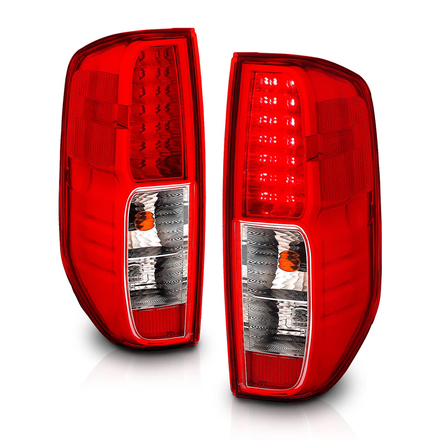 2005-2021 Nissan Frontier & 2009-2012 Suzuki Equator LED Brake Tail Lights - Clear Red Replacement Assembly Set (Pair) for Enhanced Visibility & Safety - Perfect for Night Driving & Off-Road Adventures