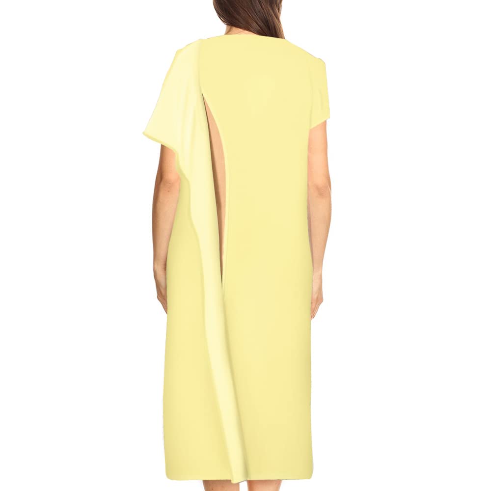 Women's Open Back Nightgown 3-Pack - 100% Cotton Cap Sleeve Nightgowns with Lace Yoke - Comfortable Nursing Home Gown in Yellow - Perfect for Elderly Care, Hospital Stay & Postpartum Recovery