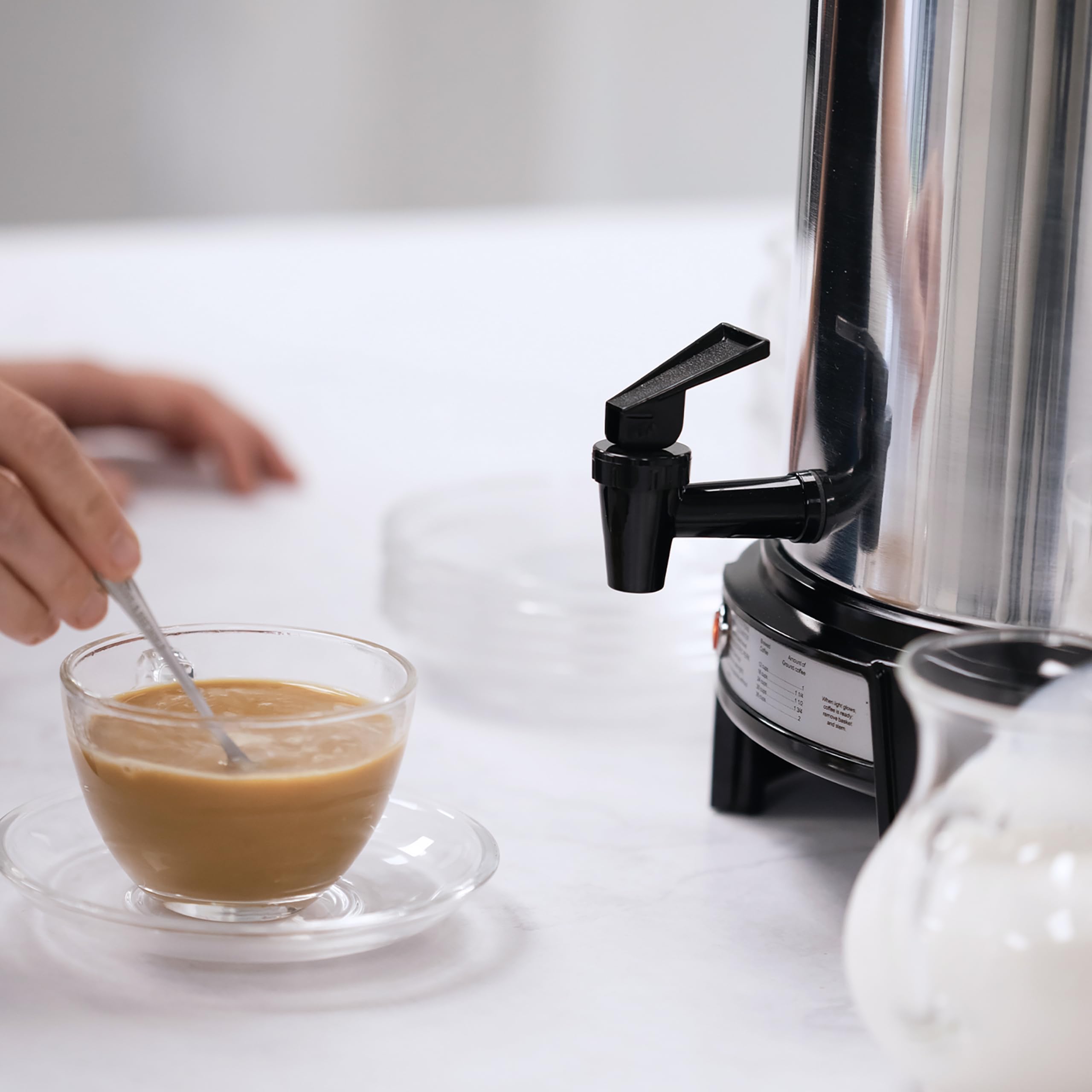 West Bend 43536 36-Cup Silver Coffee Urn - Automatic Temperature Control, Fast Brewing & Easy Clean - Highly Polished Aluminum - Perfect for Large Gatherings, Events & Catering Services