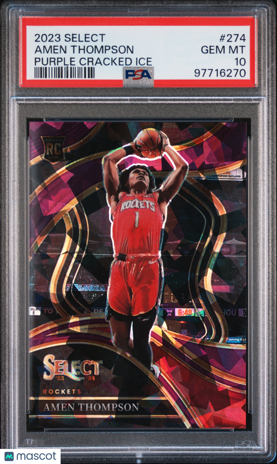 2023 Select Amen Thompson 15/99 Purple Cracked Ice Courtside #274 PSA 10 Graded Basketball Card - Rare Collectible for NBA Fans & Sports Memorabilia Enthusiasts - Perfect for Display, Investment, and Trading