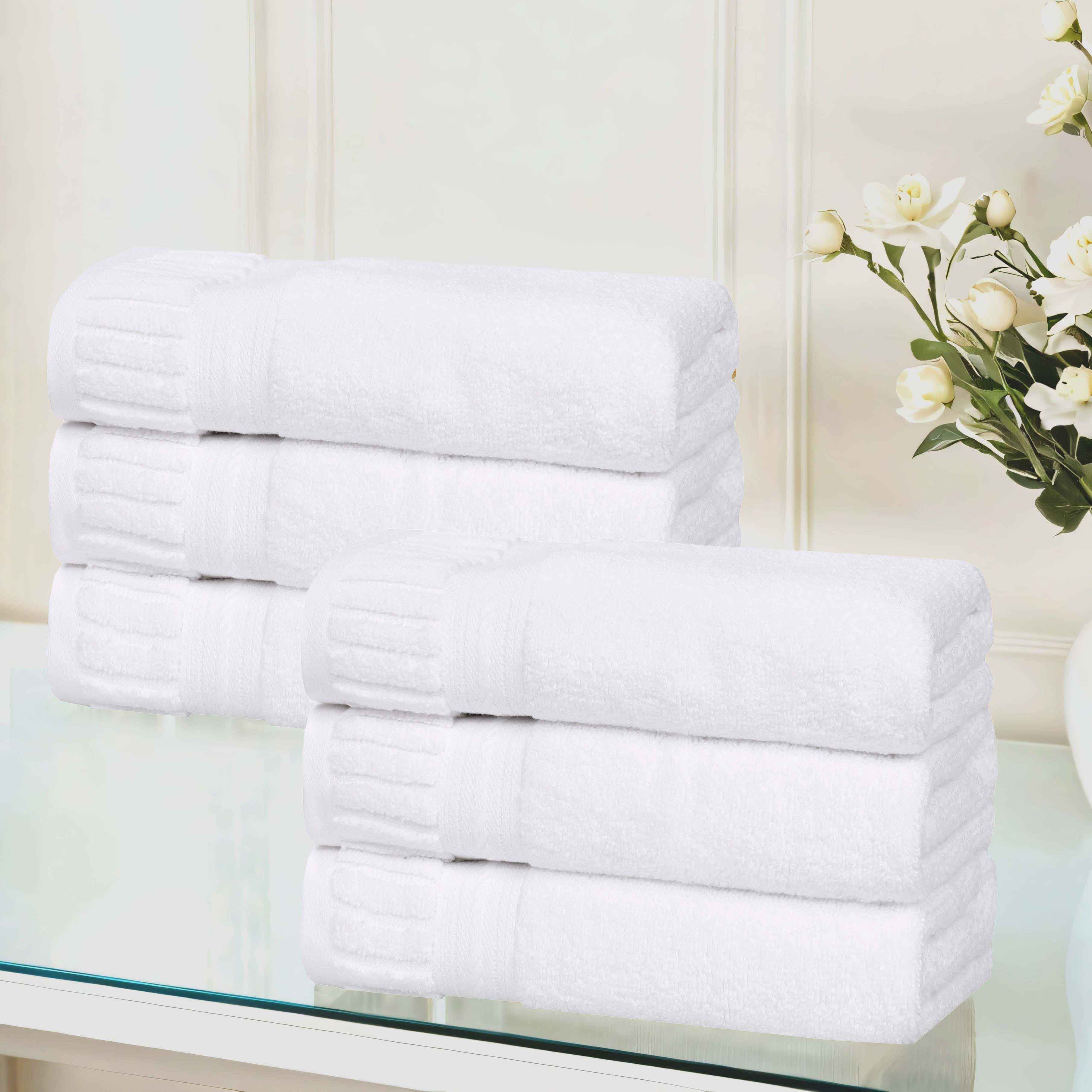Premium Venice Zero Twist Cotton Medium Weight Absorbent Hand Towels - Set of 6, Soft & Quick-Drying for Kitchen, Bathroom & Guest Use