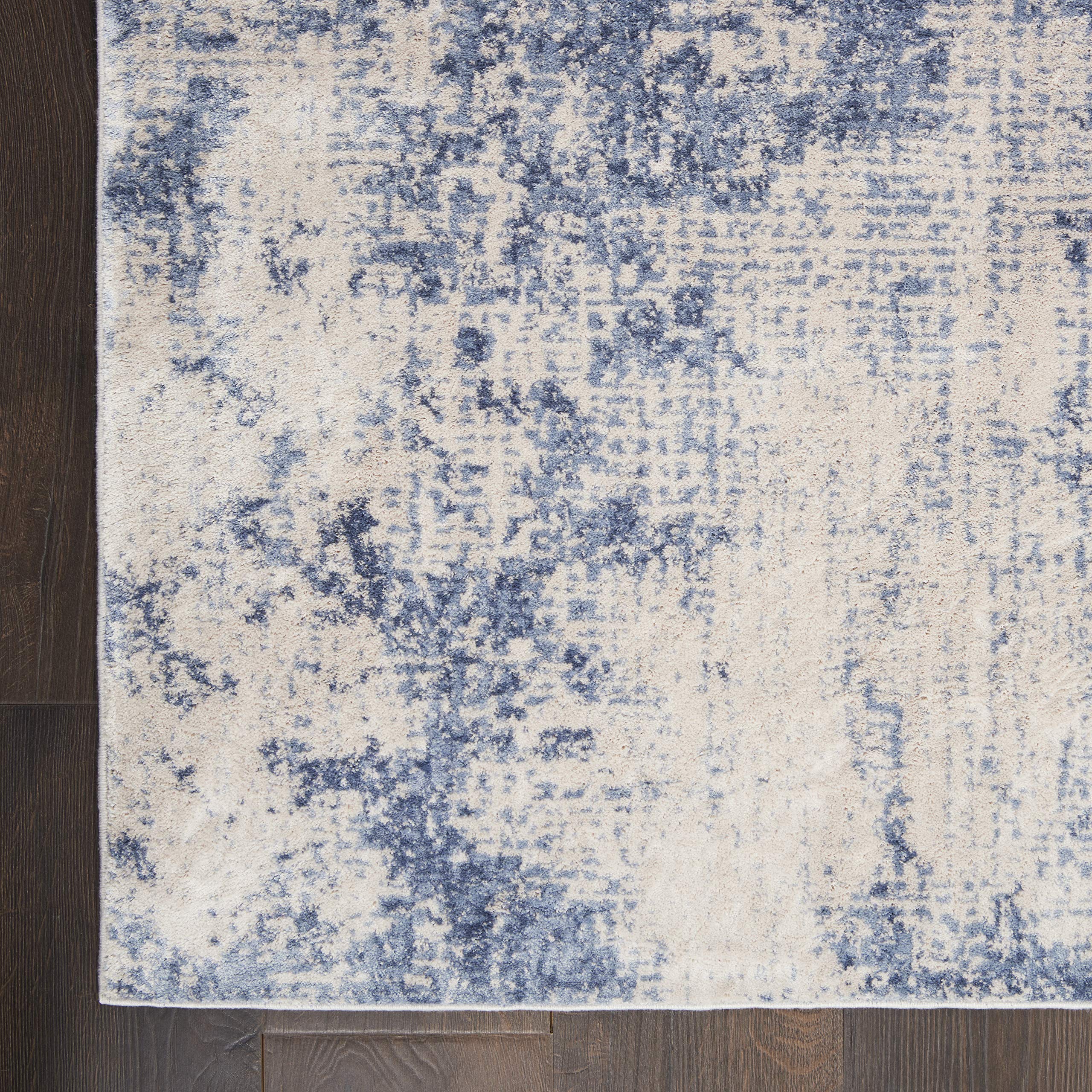 Nourison Sleek Textures Abstract Ivory/Blue 5'3