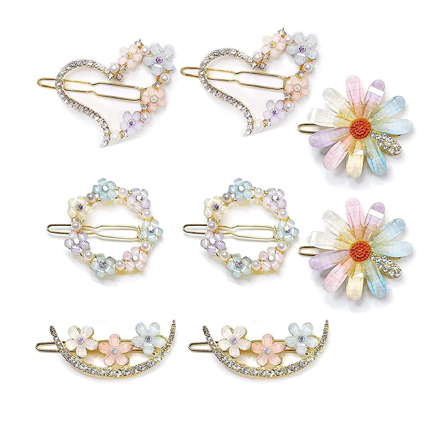 8PCS Floral Hair Clips for Women - HAPPYMATES Decorative Bobby Pins Set for Wedding, Party & Everyday Use | Elegant Hair Accessories for Girls & Women