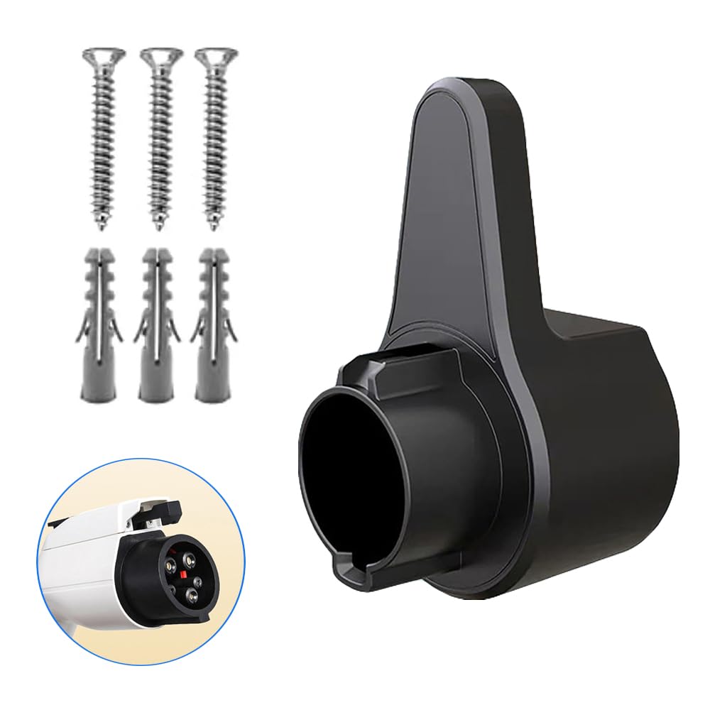 **EV Charger Holder Wall Mount - J1772 Plug Holster Dock with Cable Hook for Level 1 & 2 Charging Stations - Home & Garage Organization for Tesla, Nissan, Chevy EVs**    *(Use Case: Perfect for keeping your EV charger nozzle and cable neatly organized in your garage, home, or workplace.)*