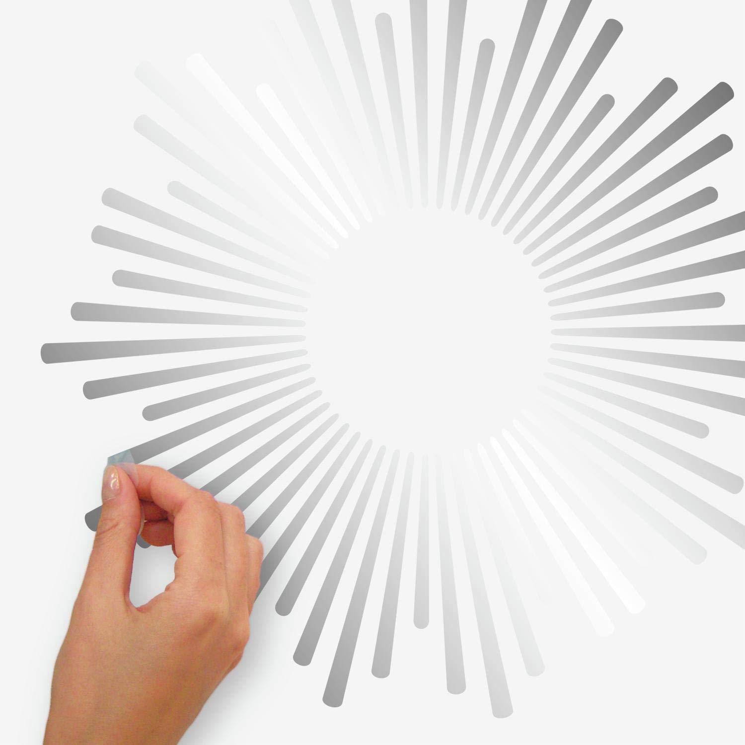 RoomMates RMK3897BX Sunburst Peel and Stick Wall Decals with Round Mirror - Silver | Self-Adhesive Wall Art for Bedroom, Nursery, Living Room Decor