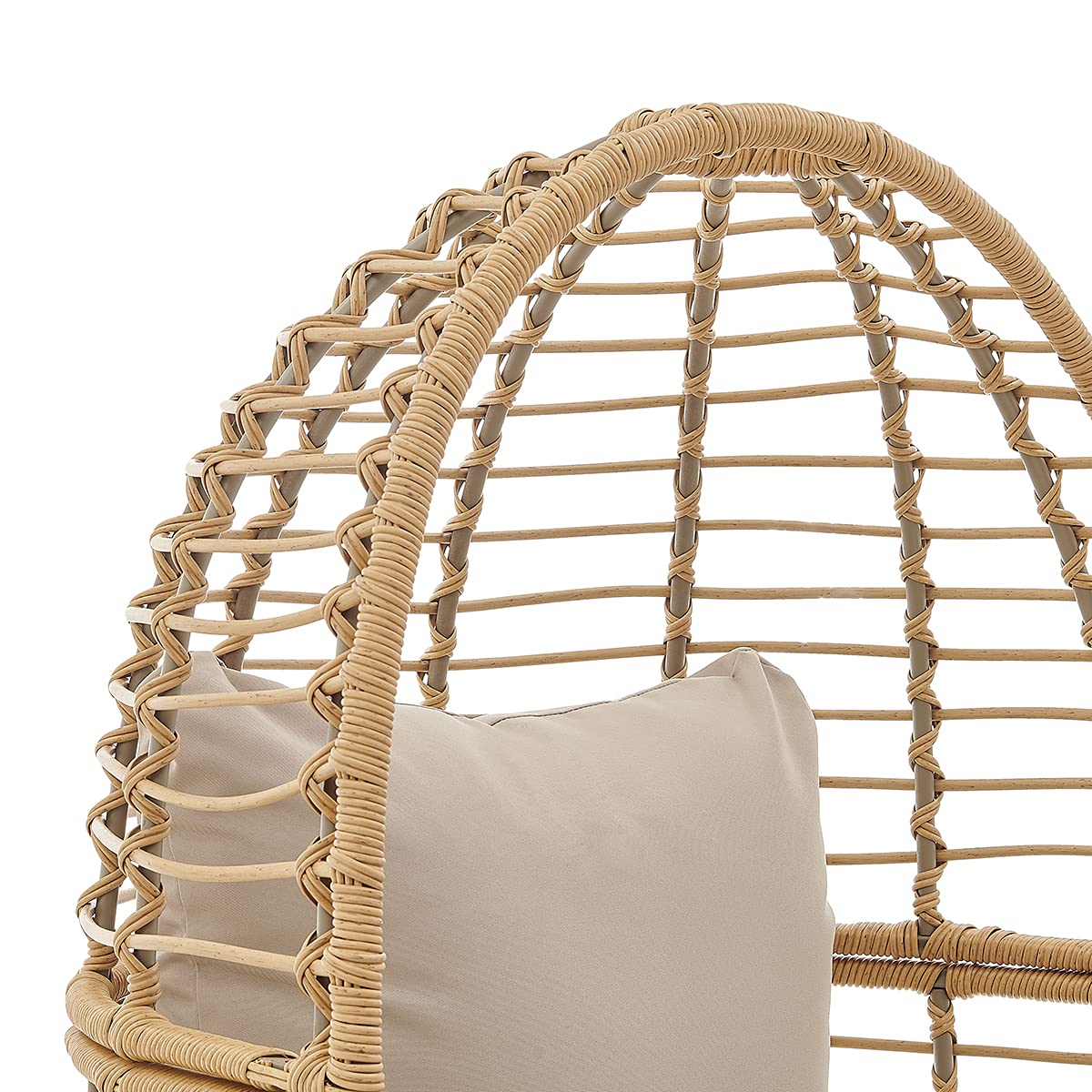 Barton Oversized Egg Style Wicker Swivel Chair with Canopy & 4 Cushions - Outdoor Patio Lounge Basket Chair for Garden, Poolside, and Backyard Relaxation