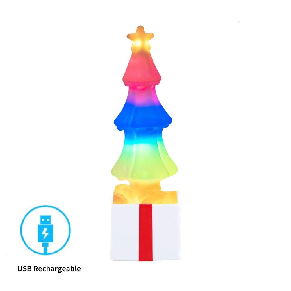 Himalayan Salt Lamp - USB Rechargeable Dimmable Night Light with Color Changing, Christmas Tree Shape - Perfect Gift for Kids, Bedroom, Yoga & Meditation Room Decor