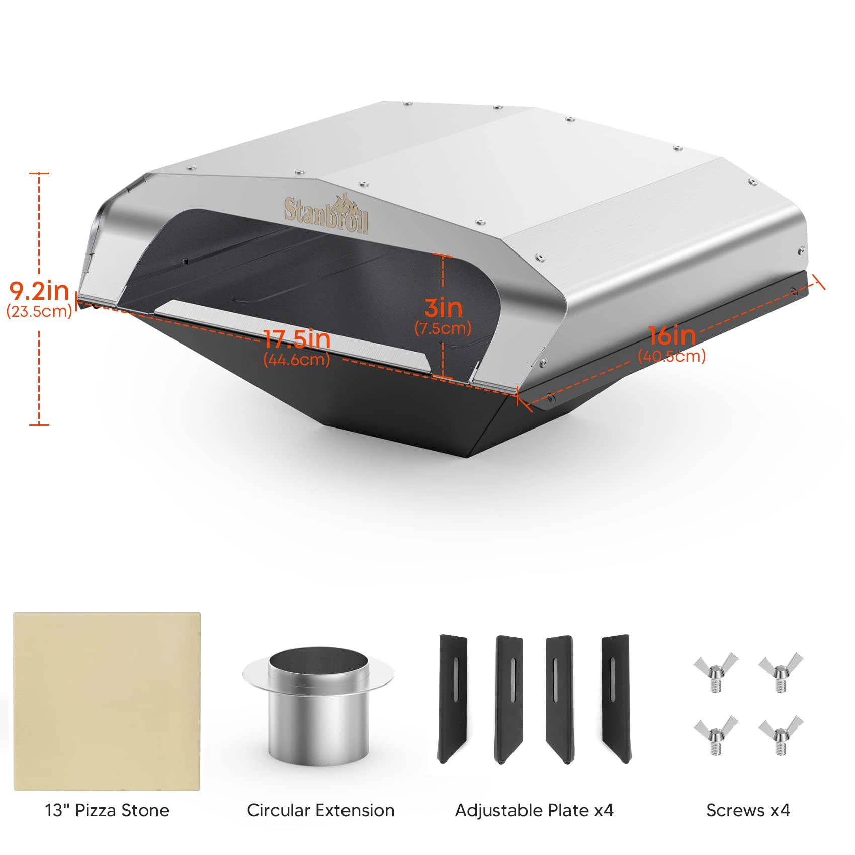 Stanbroil Wood Fired Pizza Oven Attachment for Pellet Grills - Compatible with Traeger, Pit Boss, Camp Chef & More - Outdoor Pizza Maker for Backyard Cooking, Camping & BBQ Parties