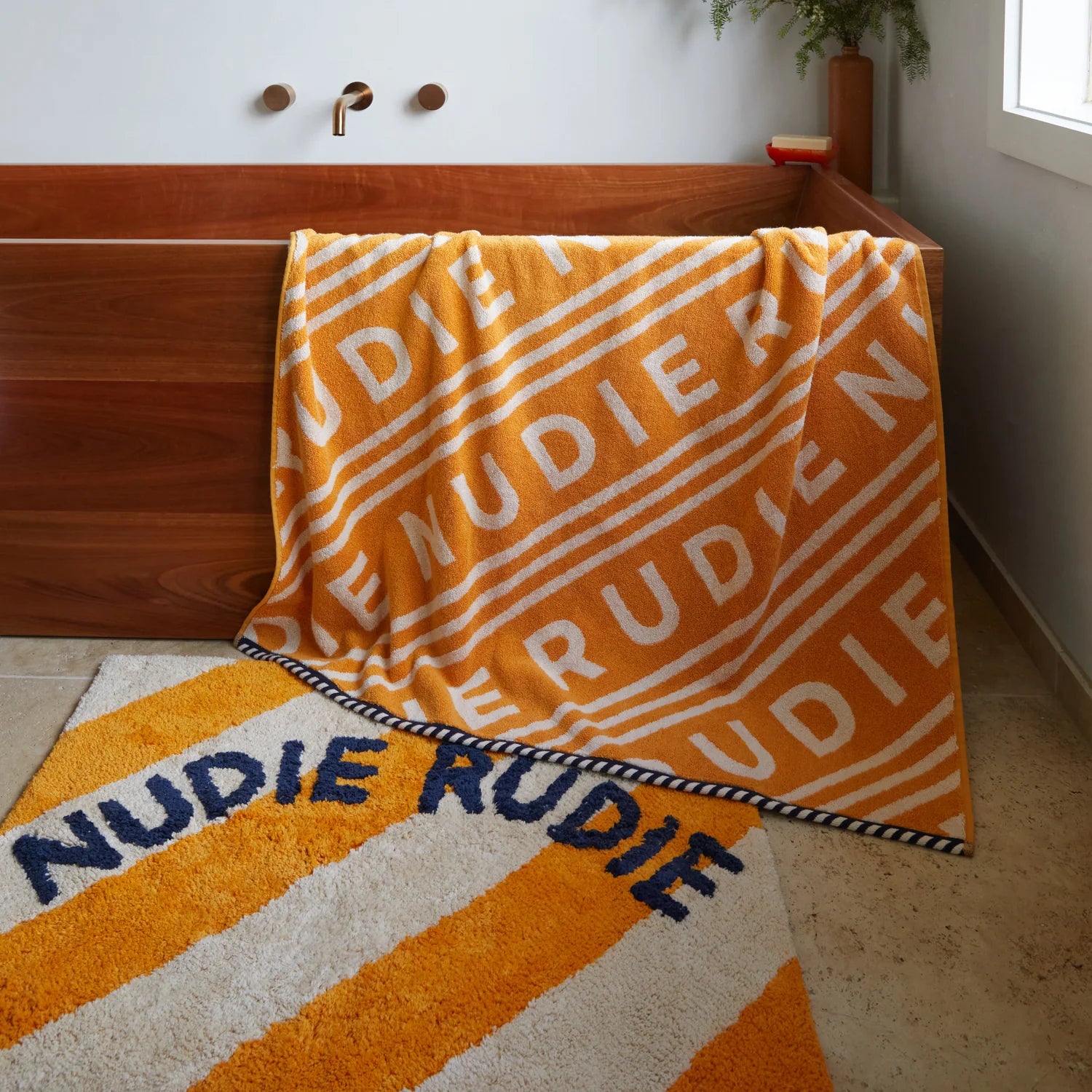 Premium Nudie Bath Mat - Soft Absorbent Non-Slip Bathroom Rug - Marigold Yellow - Perfect for Bathroom, Spa & Shower Floor Decor
