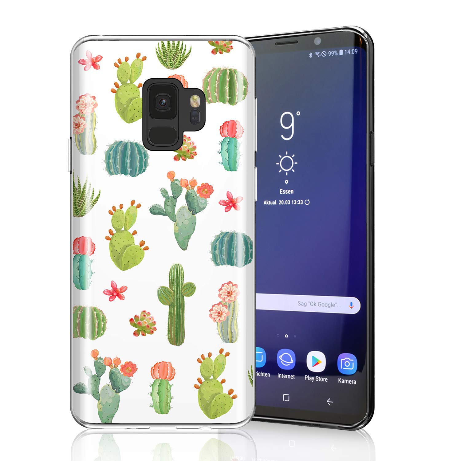Shockproof TPU Phone Case for Samsung Galaxy S9 5.8 Inch - Cute Cactus & Succulent Design Slim Protective Cover for Women Girls Boys | Perfect for Daily Use, Work, School & Outdoor Activities