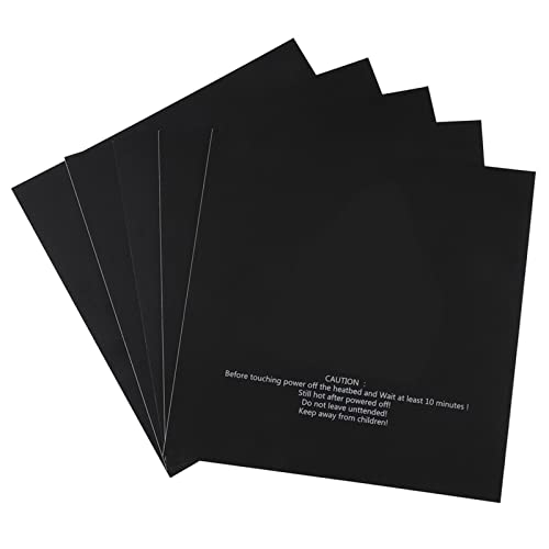 Yosoo 3D Printer Build Surface - 5Pcs 220x220mm Heated Bed Plate Stickers for 3D Printing | High-Temp Resistant Printing Accessories | Perfect for ABS, PLA, PETG Filaments | Ideal for Home & Professional 3D Printing Projects