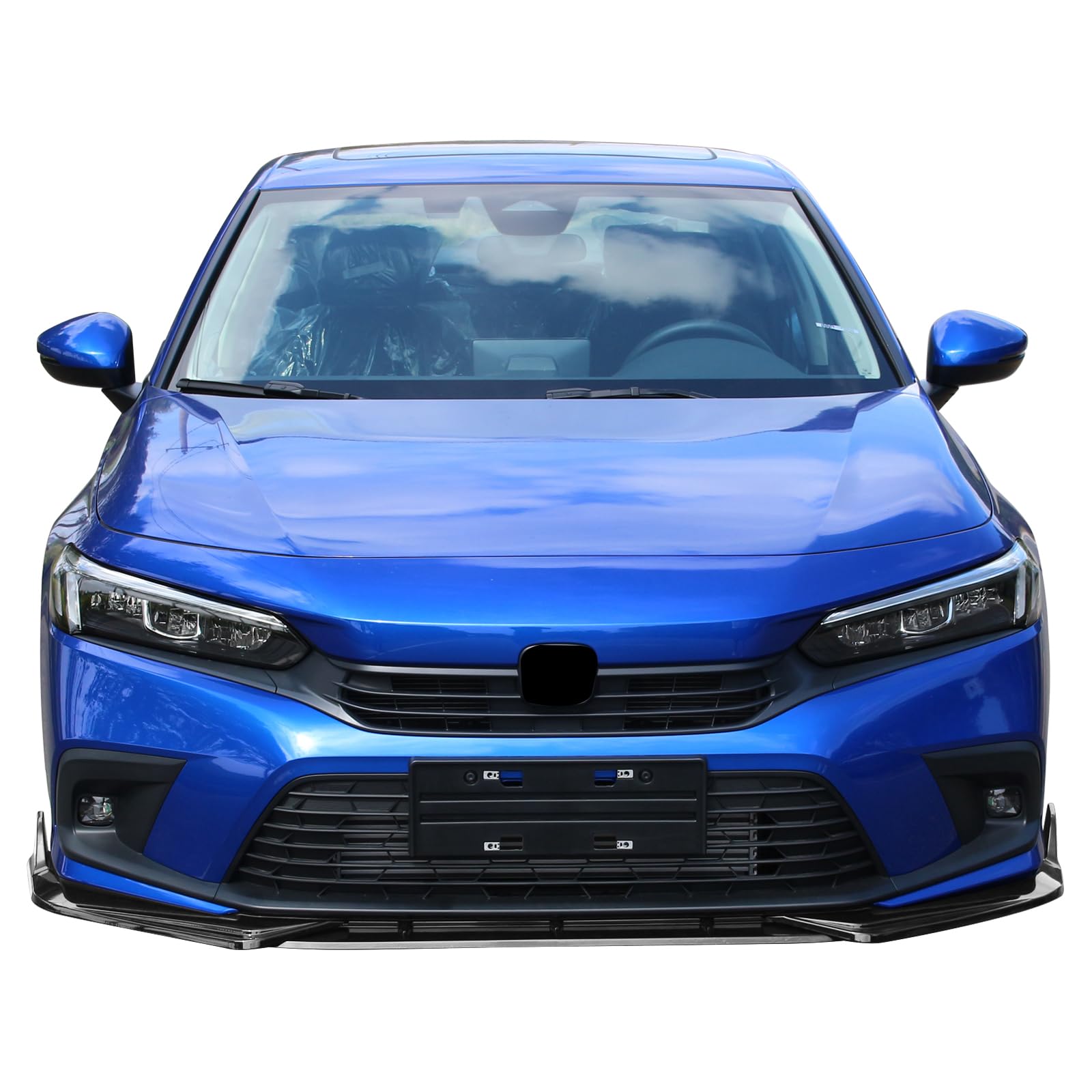 IKON MOTORSPORTS Front Bumper Lip for 2022-2024 Honda Civic 11th Gen Sedan & Hatchback | Gloss Black PP Lower Lip Spoiler Body Kit | Enhances Aerodynamics & Sporty Look for Street Racing & Car Shows