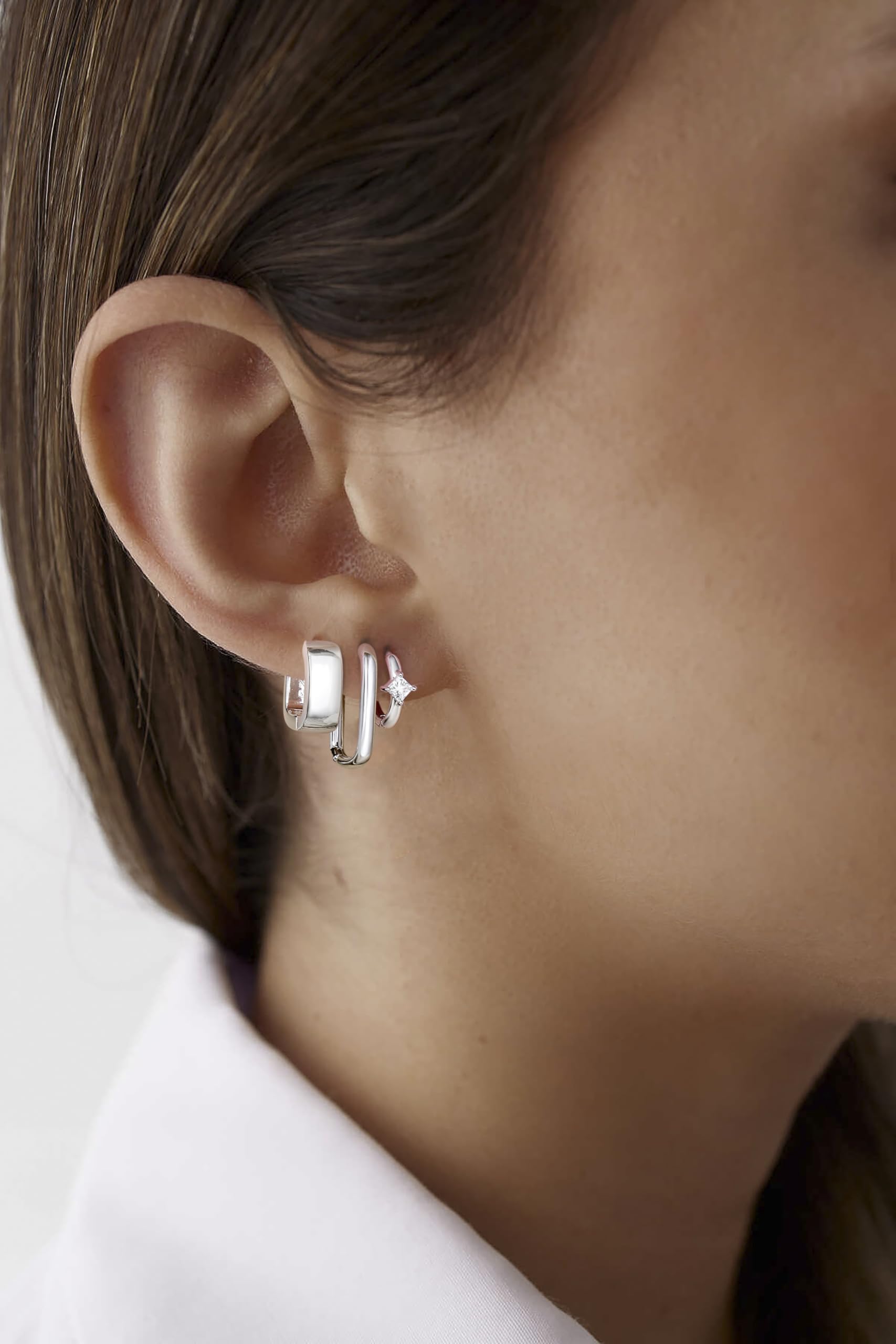 Ritach Sterling Silver Earrings for Women - Chunky Square Hoop Earrings Set | Hypoallergenic Geometric Minimalist Rectangle Hoops Jewelry | Perfect Gift for Her, Birthday, Anniversary | Great for Parties, Work & Everyday Wear