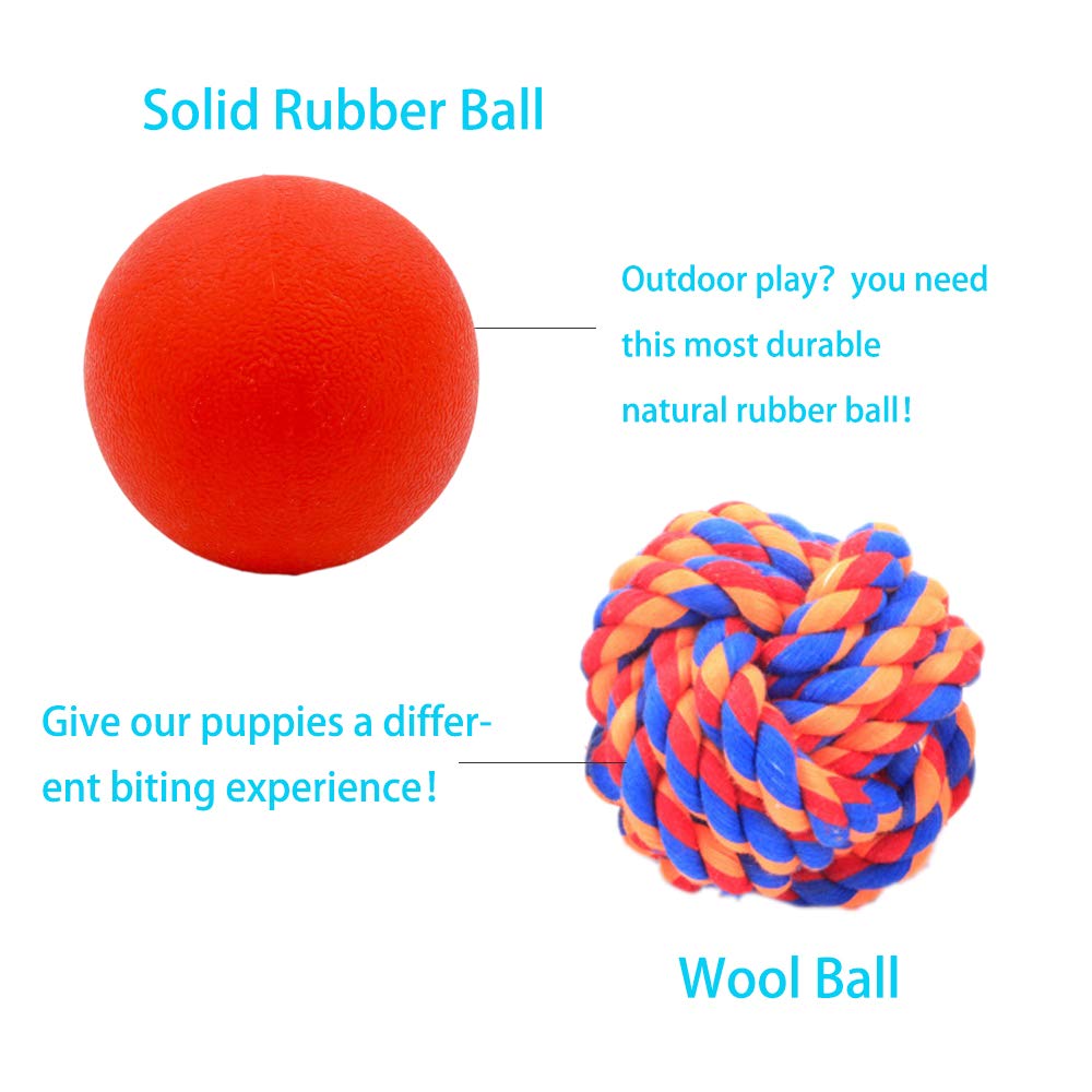 4 Pack Puppy Chew Toys - Teething Ball, Squeaky Rubber Balls for Small Dogs, Interactive Dog Enrichment Toys for Chewing & Play | Perfect for Puppy Training, Indoor Play & Outdoor Fetch Games