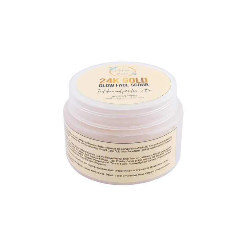 Muloha 24K Gold Facial Scrub for Men & Women - Exfoliating Face Wash for All Skin Types (50ml) - Brightens Skin & Reduces Wrinkles | Perfect for Daily Skincare Routine & Spa Night