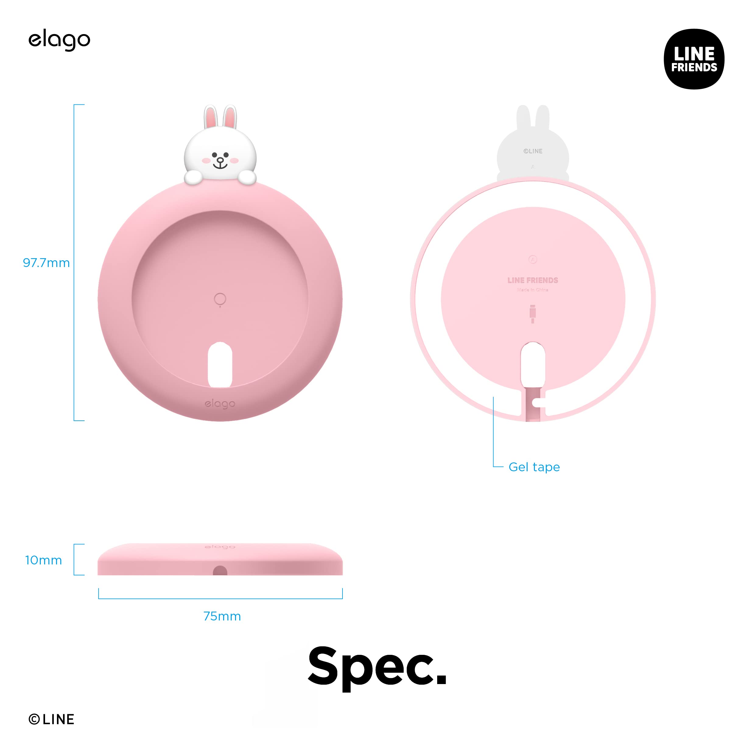 elago MagSafe Charging Pad - Compatible with iPhone 16/15/14/13/12 & Other Qi Wireless Charging Phones | Fast Magnetic Wireless Charger Stand for Home, Office & Travel | Official Accessory (Cable Not Included) - Cony Edition