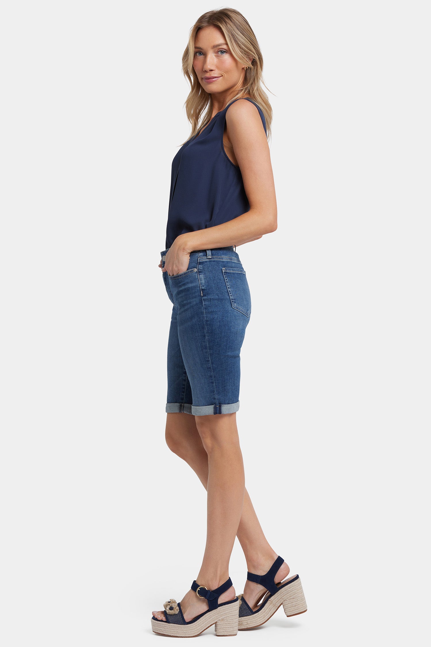 Briella 10 Inch Denim Shorts for Women - Petite Fit, Valencia Surf Style | Perfect for Beach, Summer Outfits & Casual Wear
