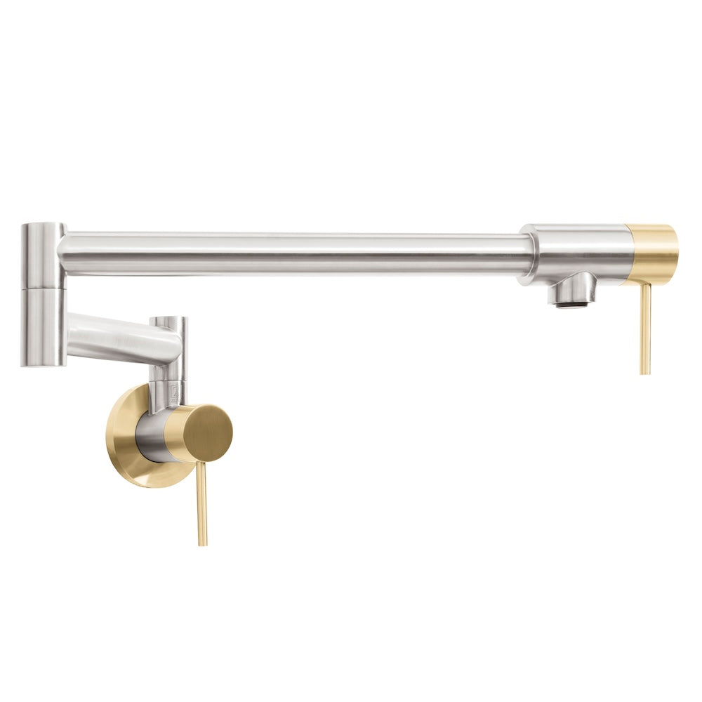 ZLINE Autograph Edition Gemini Pot Filler Faucet - Brushed Nickel & Champagne Bronze Finish - Professional Kitchen Faucet for Stovetop & Cooking Area (GEM FPF ZBNCB) - Perfect for Modern Kitchens & Gourmet Cooking