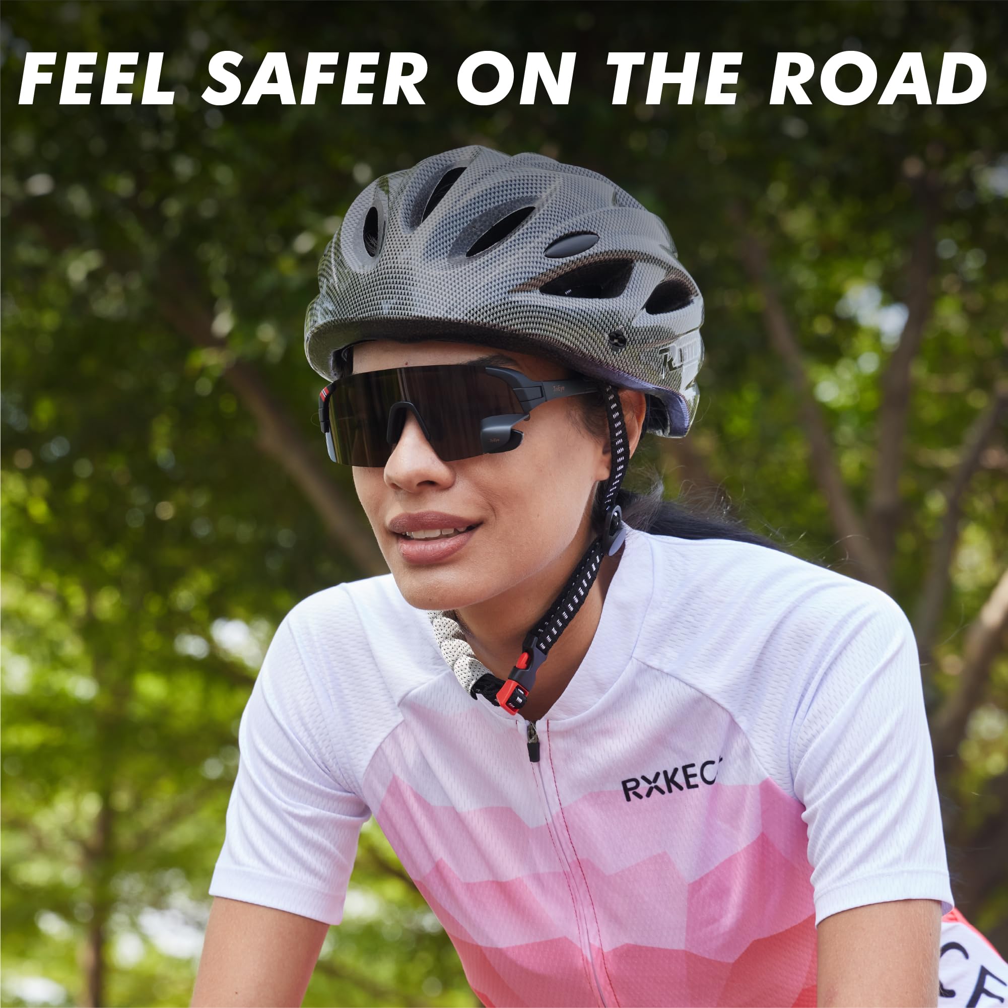 Cycling Glasses with Rear-View Mirror - UV400 Protection Sports Sunglasses for Men & Women - Lightweight Bike Goggles for Road & Mountain Cycling - Perfect for Commuting, Training & Outdoor Adventures