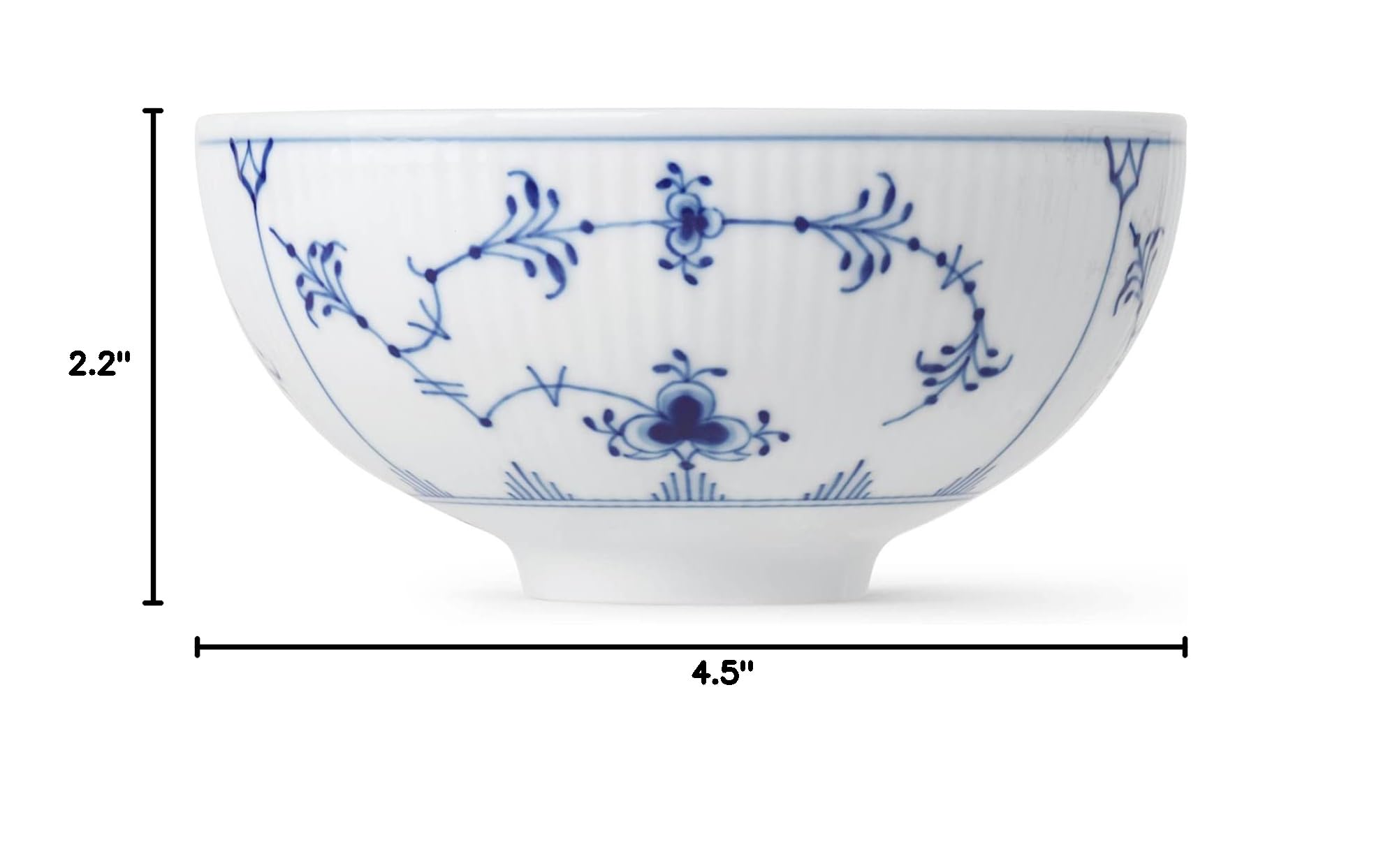 Royal Copenhagen Blue Fluted Plain Rice Bowl Set of 2 - 10.1 oz (300ml) Porcelain Dinnerware - Elegant Wedding Gift & Housewarming Present for Couples - Perfect for Asian Cuisine, Soup, Rice & Special Occasions