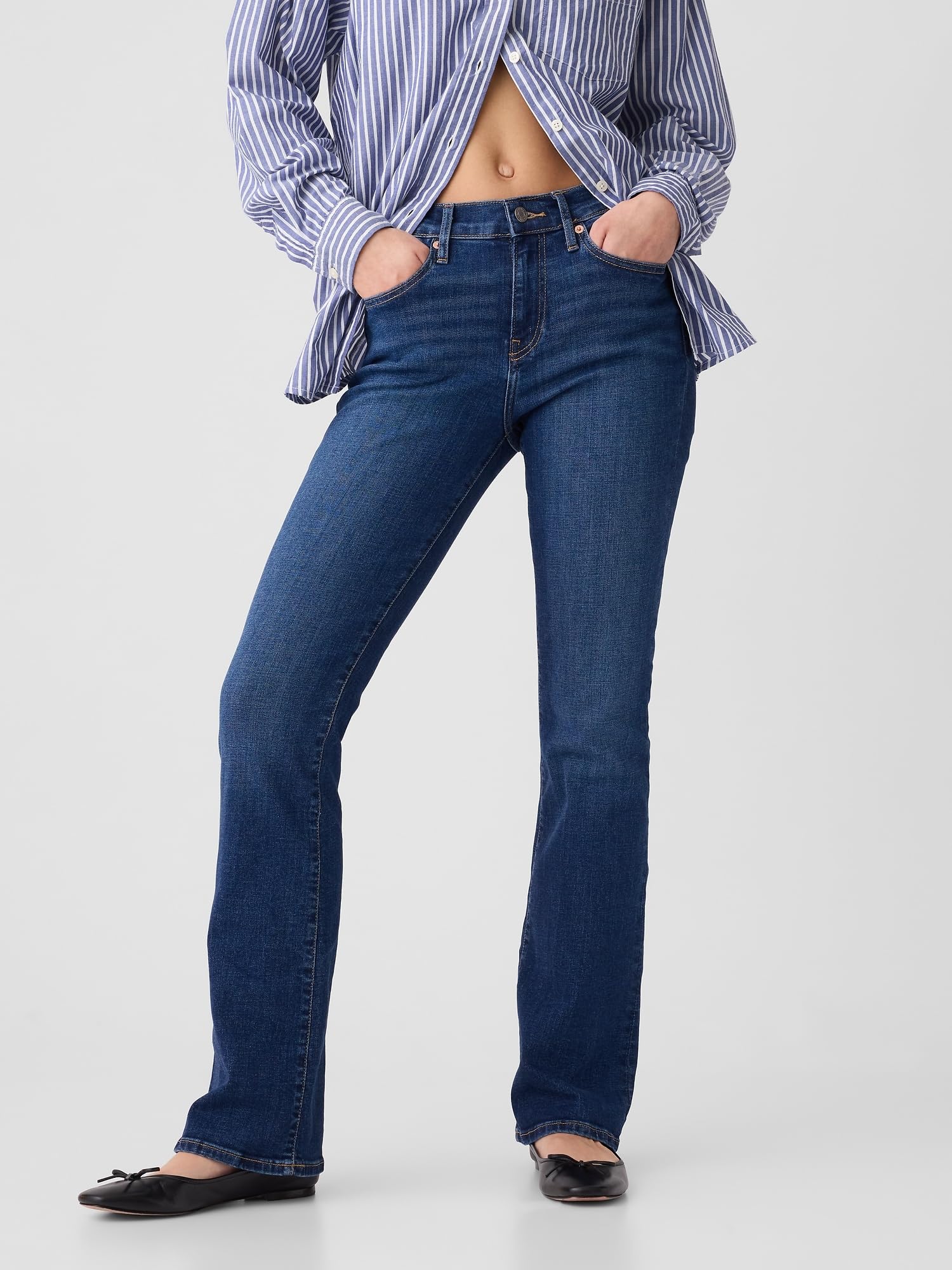 GAP Women's Baby Boot Cut Denim Jeans - Stretch Comfort Fit, High Waist Vintage Style for Casual Wear & Everyday Outfits