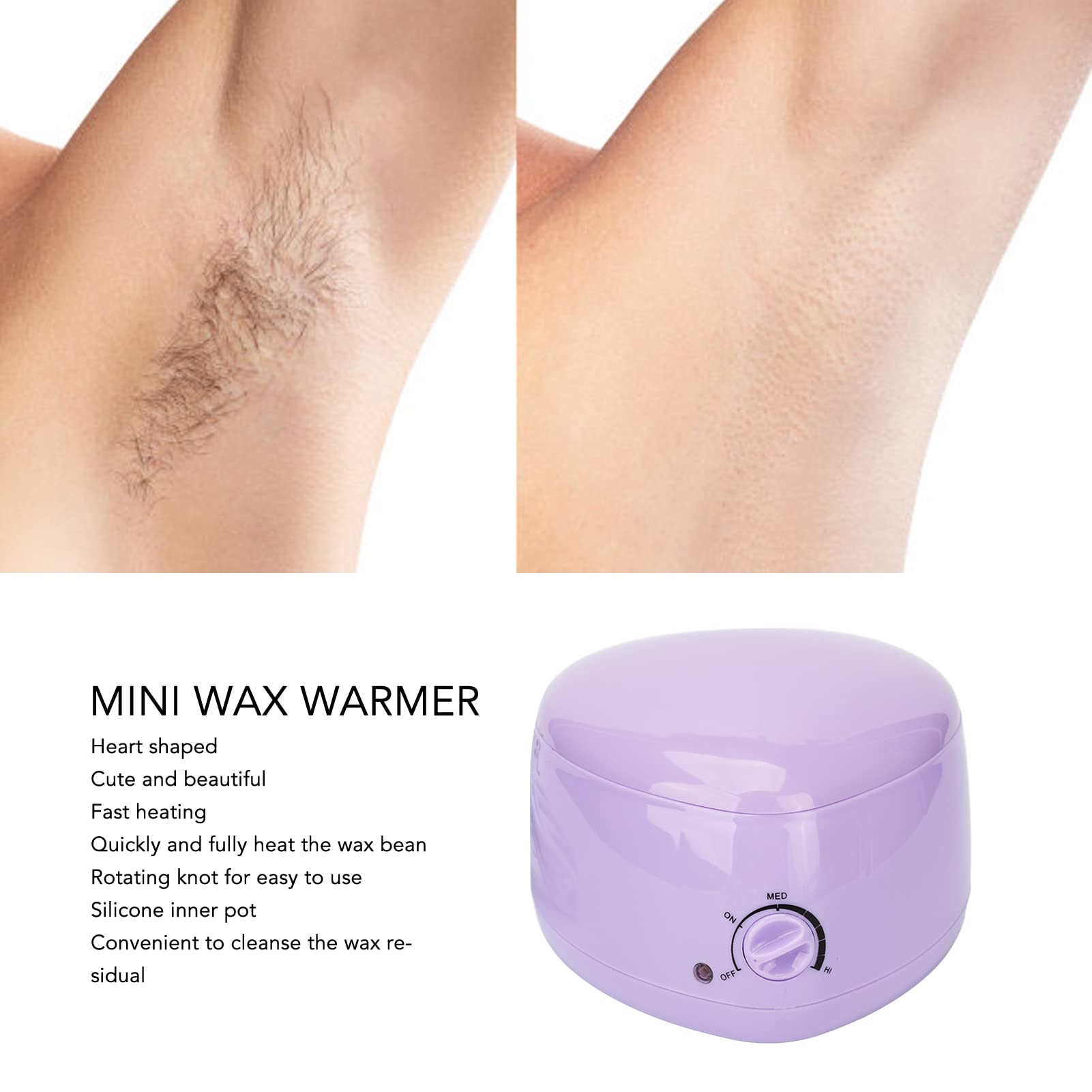 Mini Wax Warmer Machine - Portable Electric Hot Wax Heater with Heart Shaped Silicone Pot for Easy Cleaning | 110V US Plug | Perfect for Salon & Home Waxing | DIY Hair Removal & Spa Treatments