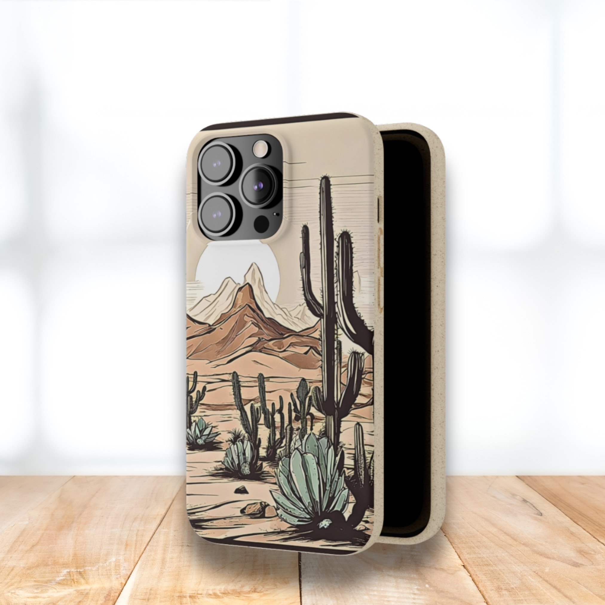 Eco-Friendly Biodegradable Phone Case with Rustic Desert & Cactus Print - Compatible with iPhone & Samsung | Sustainable Joshua Tree Design | Perfect Gift for Nature Lovers & Arizona Travelers