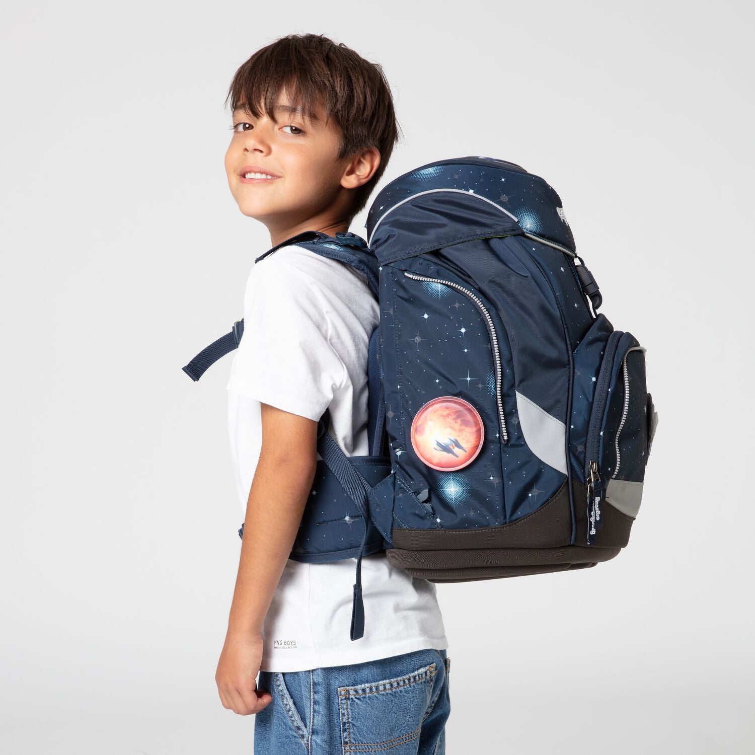 Ergobag Pack School Backpack 6-Piece Set - AtmosBear Glow Edition | Lightweight Kids Bookbag for Boys & Girls | Perfect for School, Travel & Outdoor Adventures