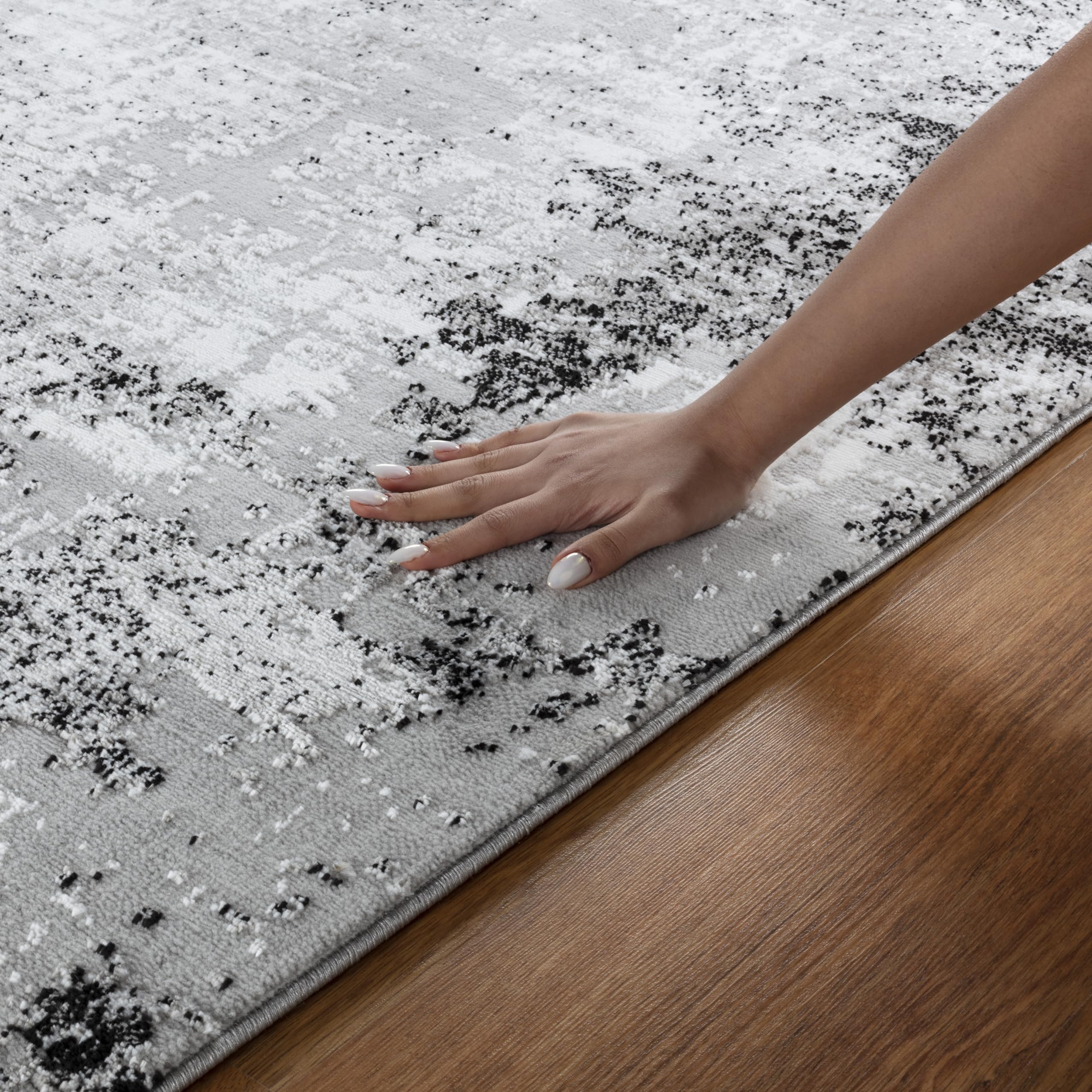 GLORY RUGS Modern Abstract Area Rug 8x10 - Black Gray Faded Large Rugs for Living Room, Bedroom, Home & Office - Soft & Durable Floor Covering for Cozy Spaces