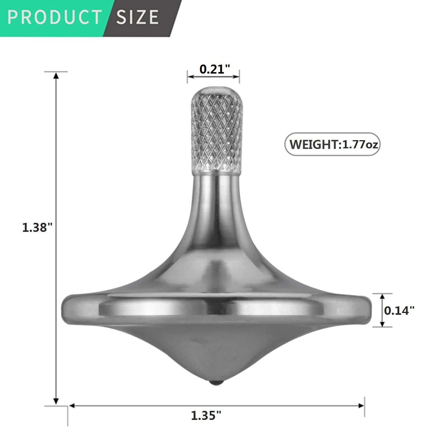 Premium Metal Spinning Top for Adults - High Precision Balance Toy with 8+ Minute Spin Time - Smooth EDC Desk Gyro for Office Stress Relief & Focus - Unique Silver Gift for Men & Women