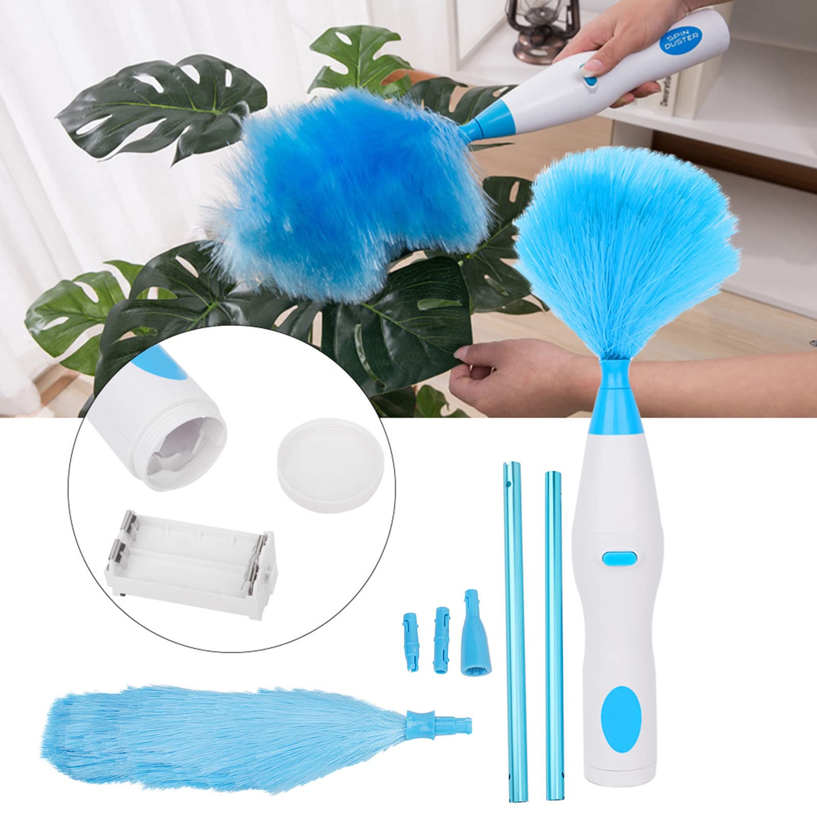 180° Spin Electric Duster - Bendable Cleaning Brush for Windows, Blinds & Furniture | Rechargeable Feather Duster for Home & Office | Perfect for Dusting Ceiling Fans, Baseboards & Hard-to-Reach Areas