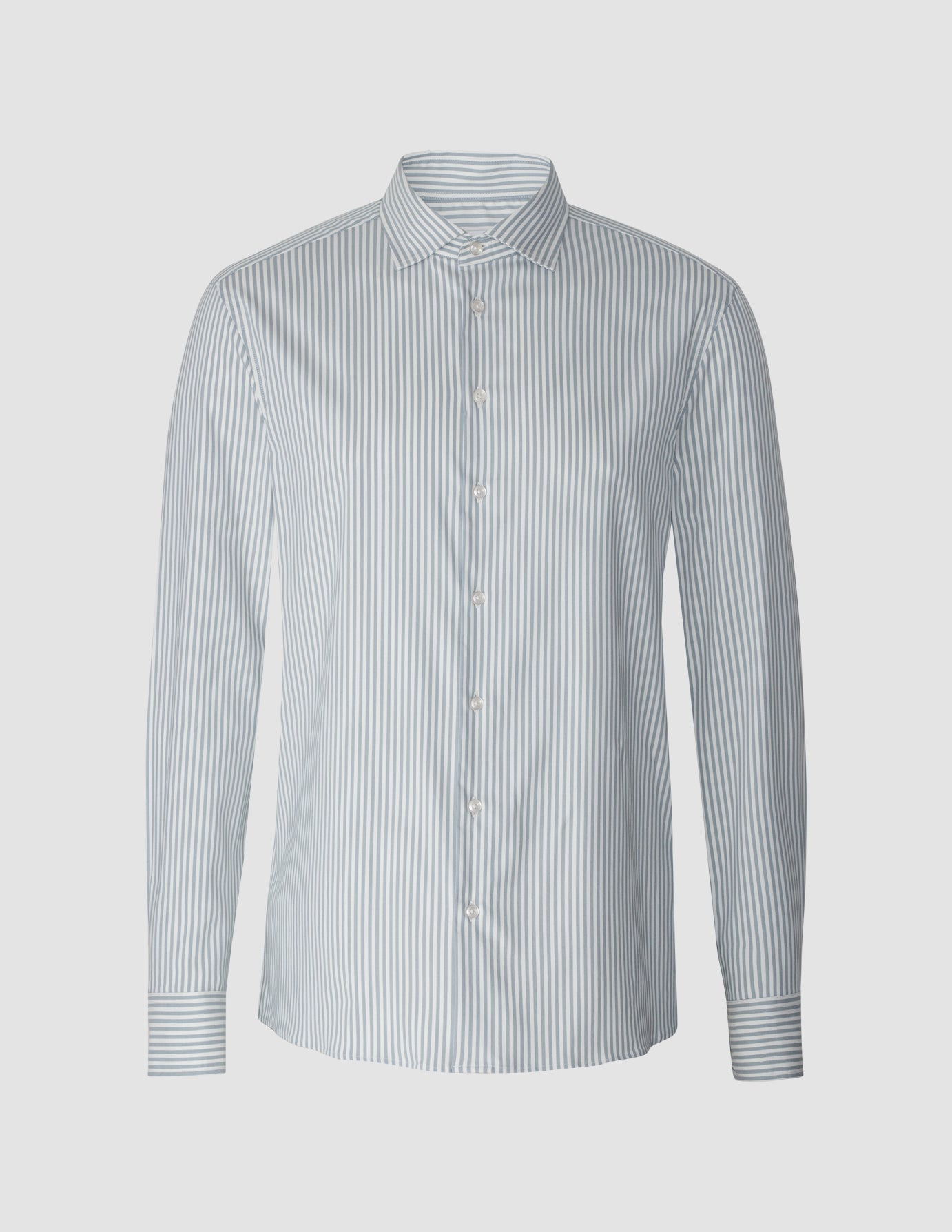 Premium Slim Fit Blue Mirage Striped Dress Shirt for Men - Perfect for Business, Office, and Formal Occasions