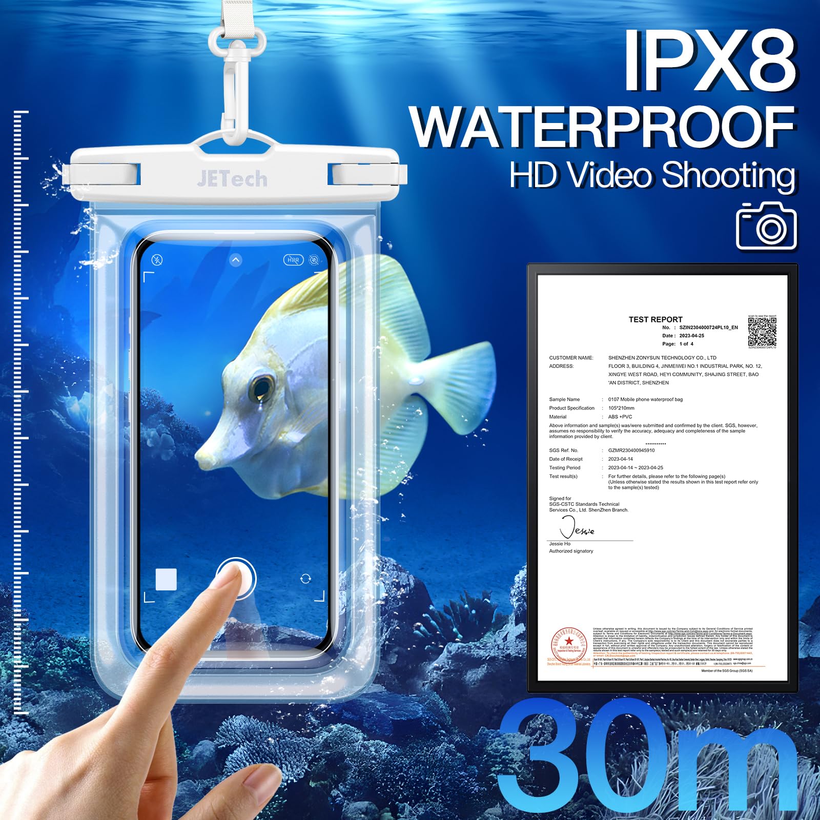 JETech 2 Pack Waterproof Phone Pouch - IPX8 Dry Bag for iPhone 16/15/14/13 Pro Max & Galaxy S24/S23 Ultra (Up to 7.2