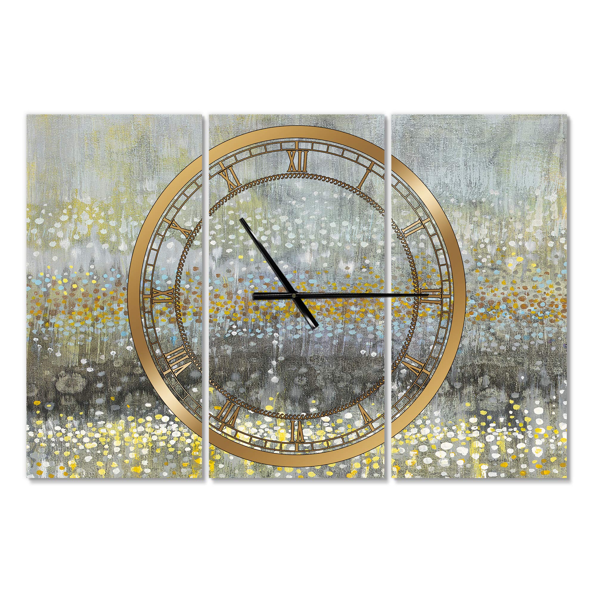 DesignQ 'Glam Rain Abstract III' Modern Wall Clock - Silent Non-Ticking Battery Operated Round Clock for Home, Bedroom, Bathroom, Office & Living Room Decor - Perfect for Contemporary Spaces, Gifts & Interior Design