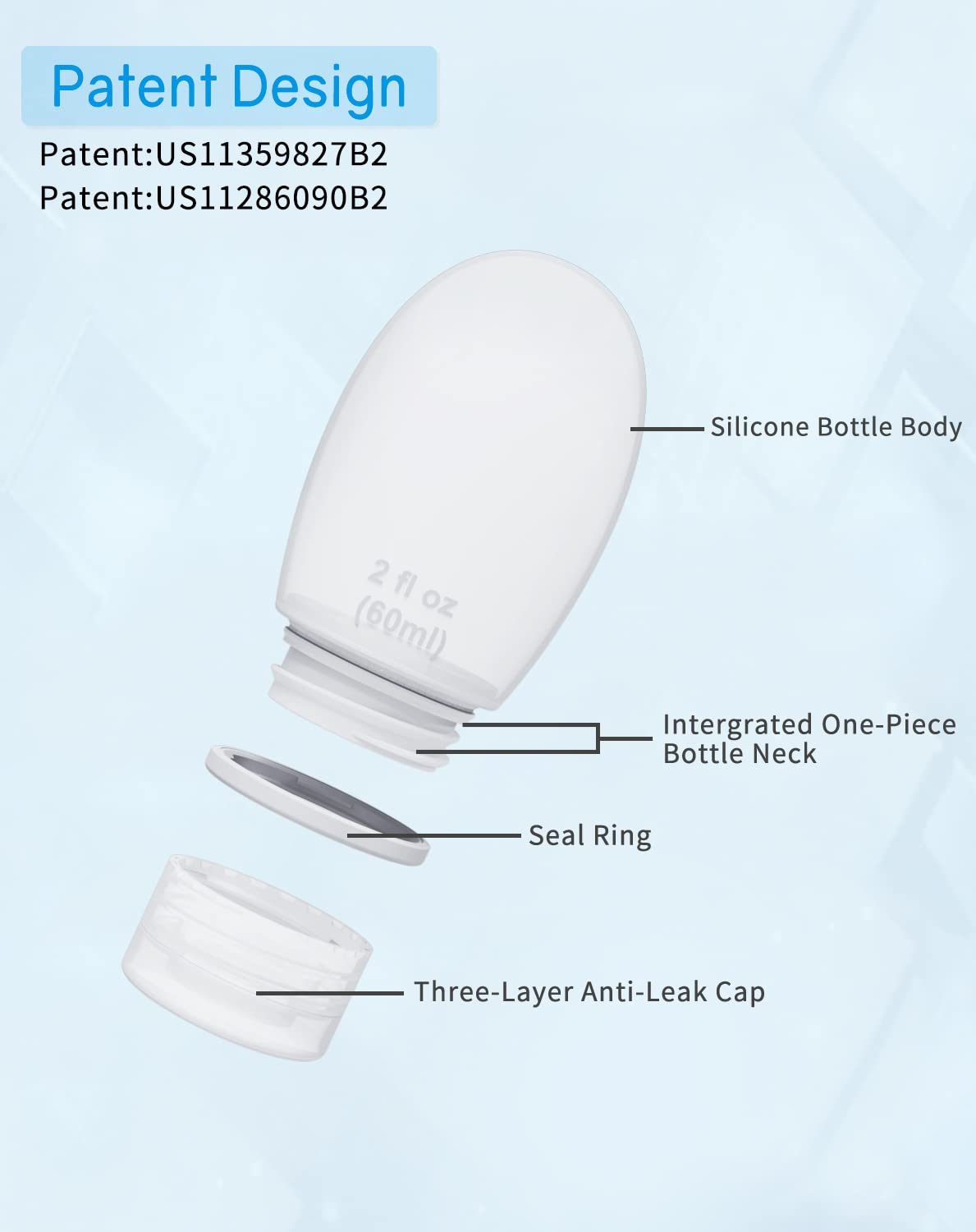 TSA Approved Silicone Travel Bottles Set (4-Pack) - Leak Proof, Refillable Toiletry Containers for Shampoo, Conditioner, Body Lotion & Shower Gel | Perfect for Air Travel, Gym & Vacation Essentials