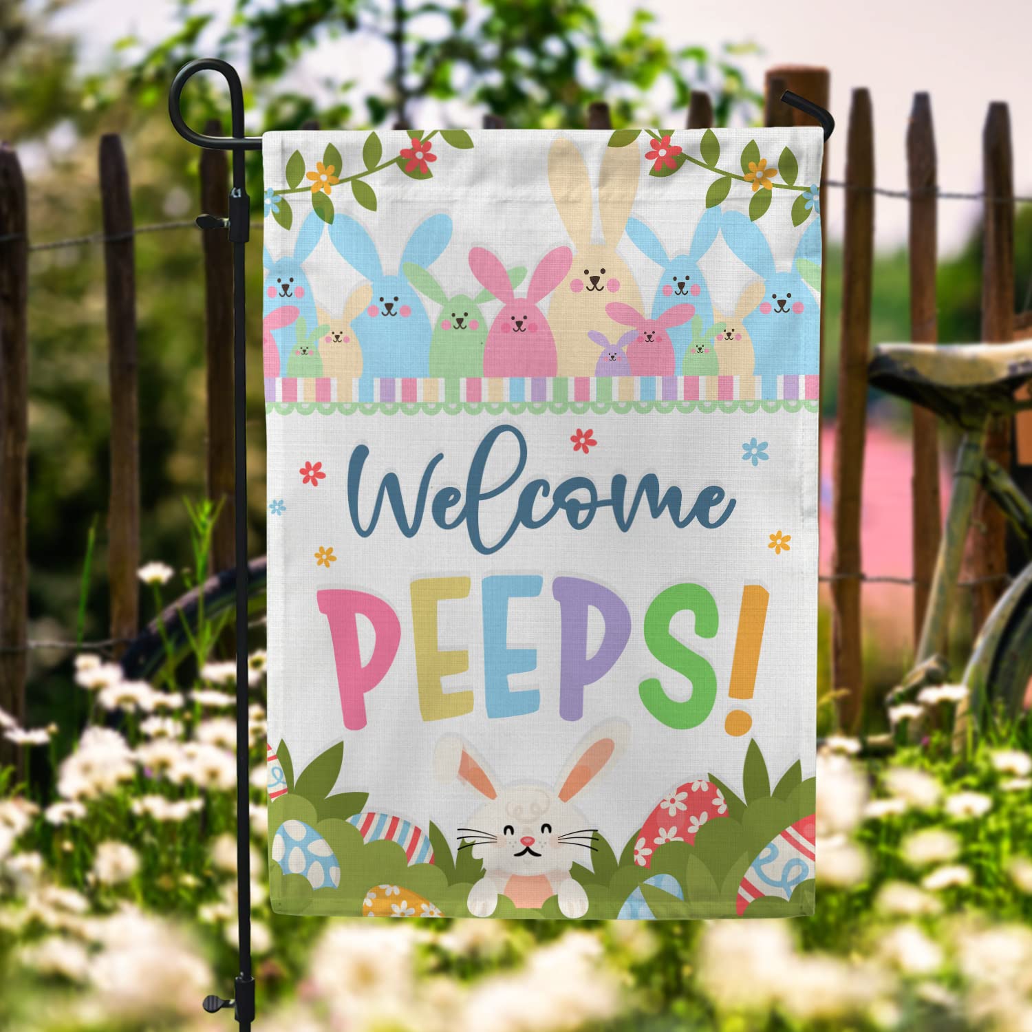 UrVog Easter Welcome Peeps Garden Flag - 11.5